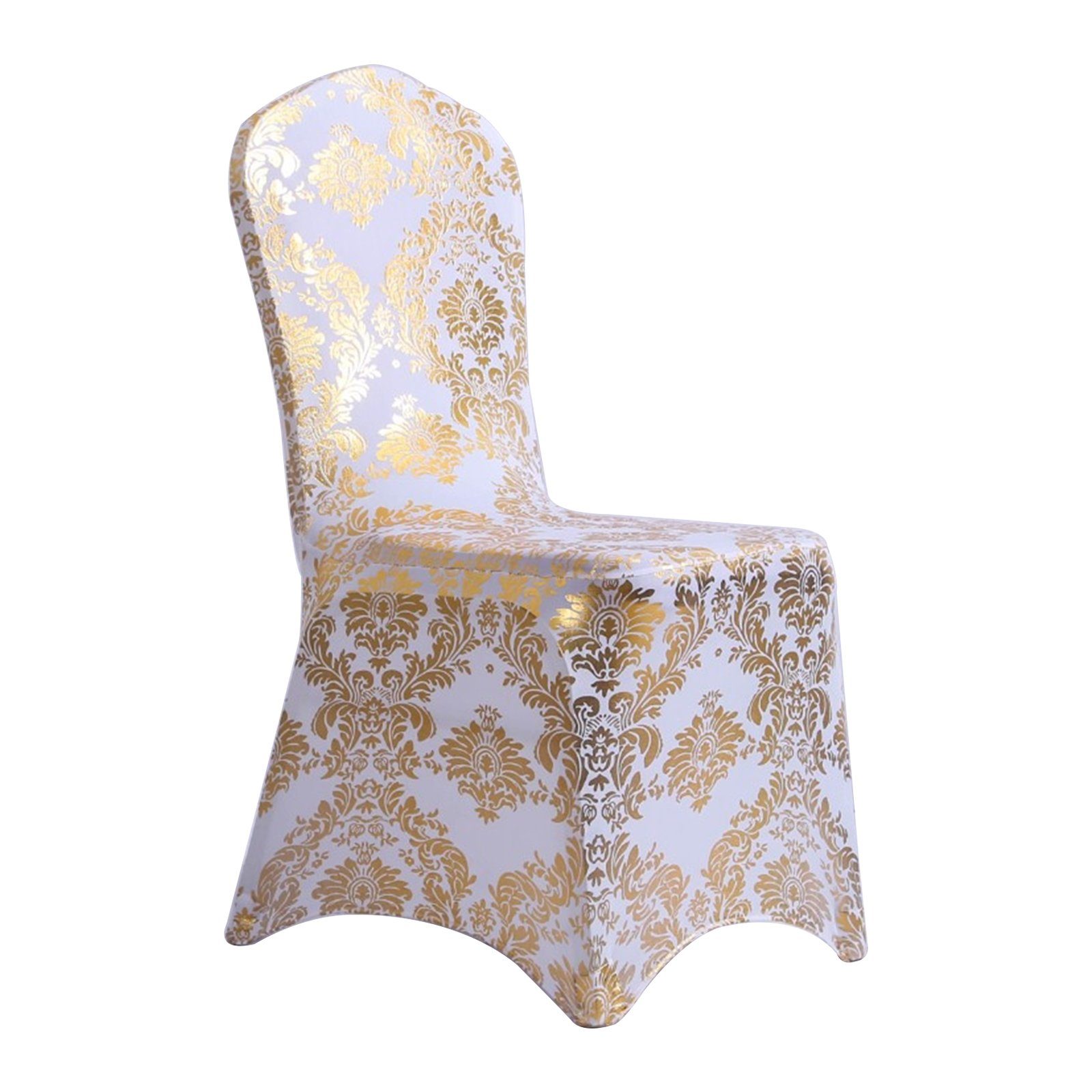 Stuhlhusse Heißgeprägte bedruckte elastische Stuhlabdeckung, TWSOUL, Feiner Heißprägedruck, Dehnbarer Fußschutz goldene