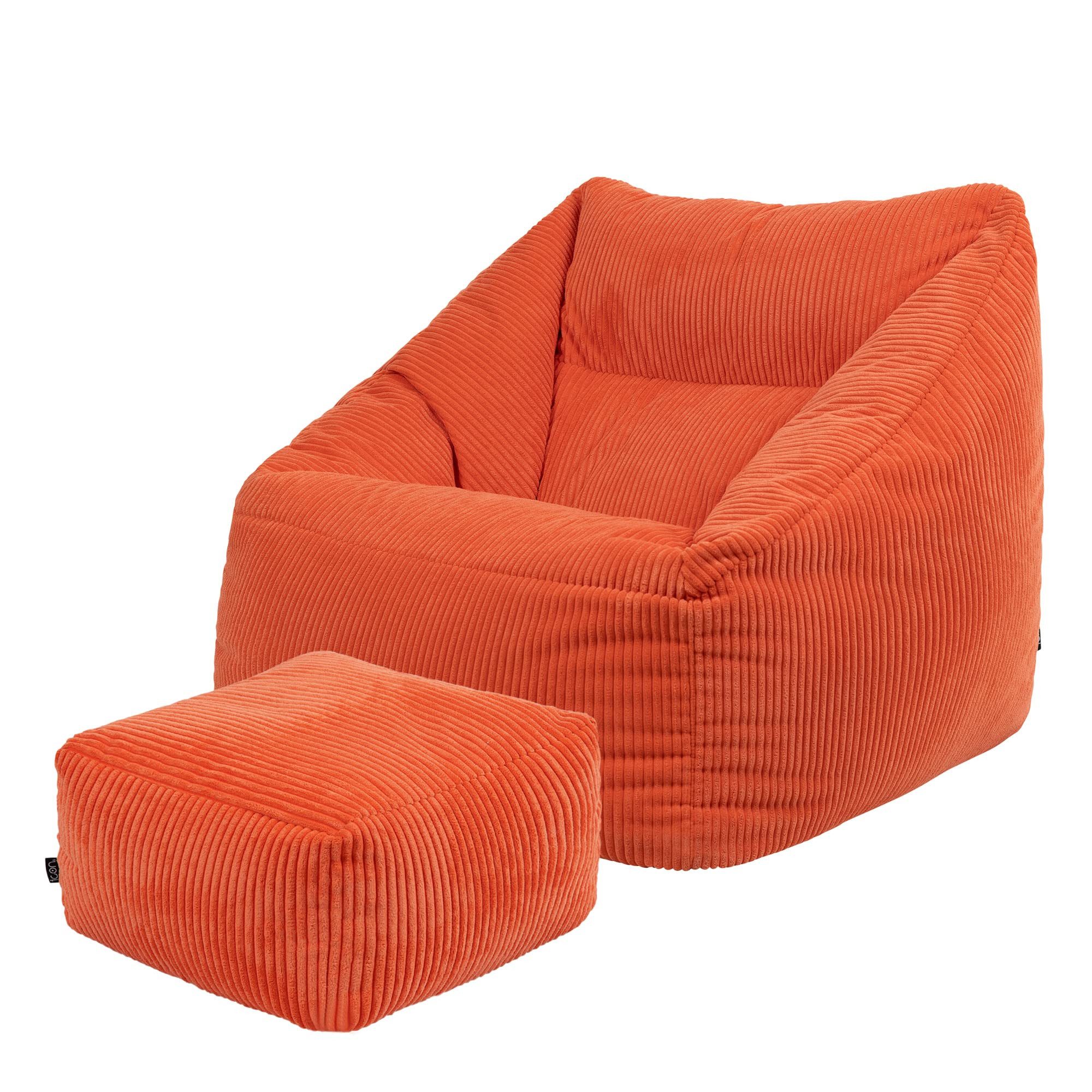 icon Sitzsack Riesen Sessel aus Cord Flauschig „Natalia" mit Hocker (Spar-Set, 1 x Sitzsack-Sessel, 1 x Fußhocker), Sitzsack XXL, Made in Germany, für Erwachsene & Kinder, für Wohnzimmer