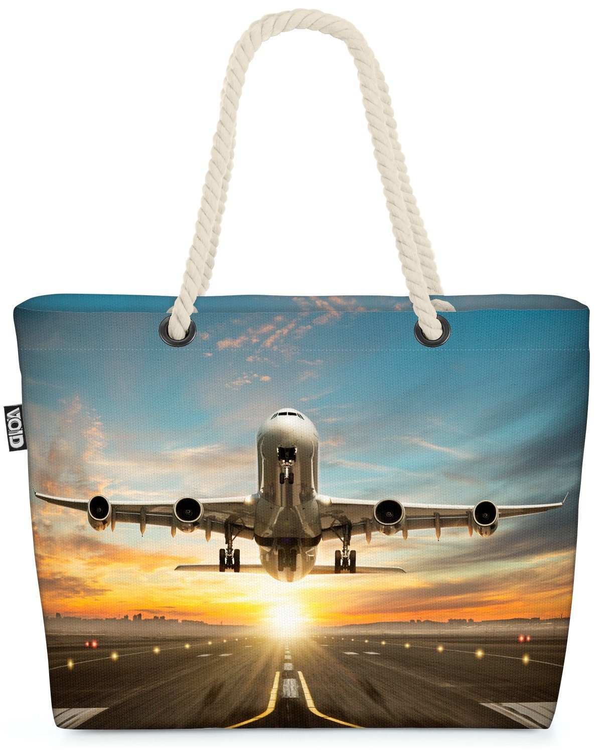 VOID Strandtasche (1-tlg), Flugzeug Landebahn Flughafen Flugzeug Landebahn Flughafen Reisen Flie