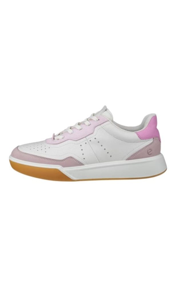 Ecco Street Court Lea (Premium-Leder) weiss/rosa/lila Damen Sneaker