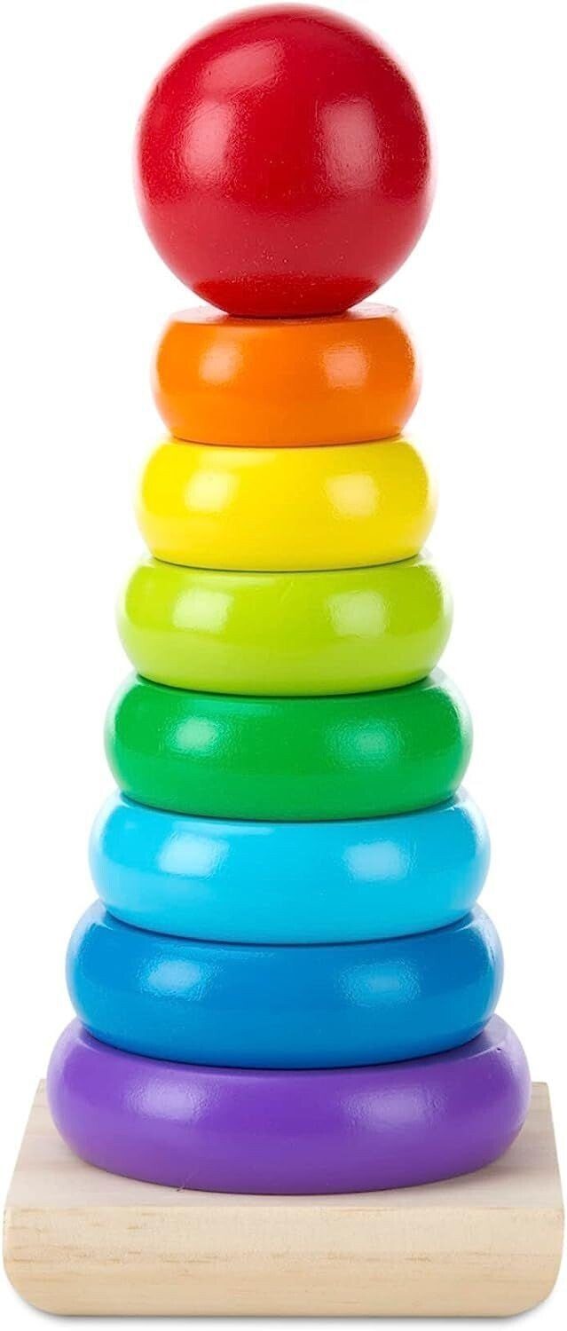 Melissa & Doug Stapelspielzeug Regenbogen Stapler Holzstapelspielzeug Stapelturm Ringe, 8 teilig