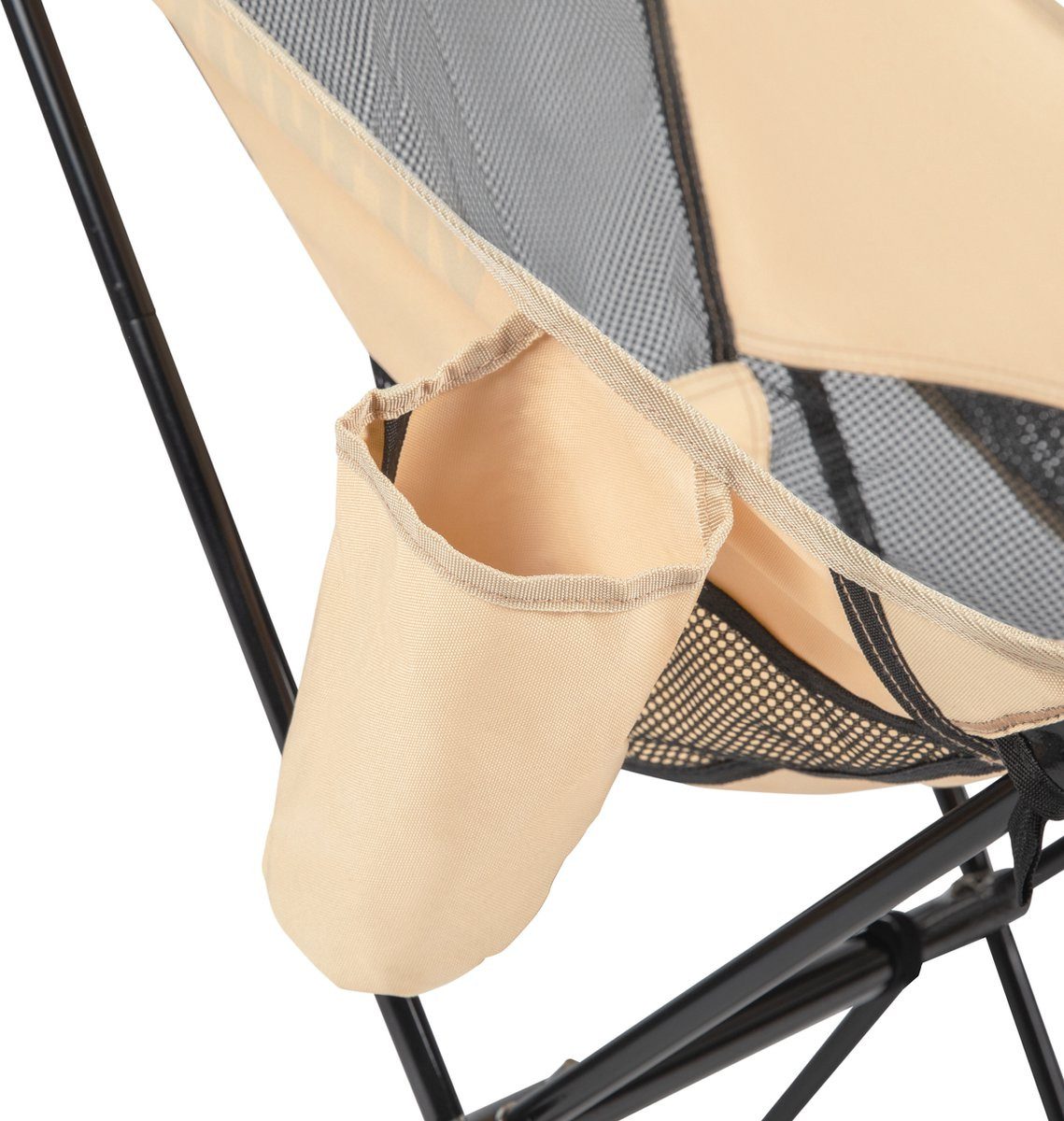 VirtuFit Campingstuhl VirtuFit Campingstuhl Compact klappbar mit Becherhalter Beige