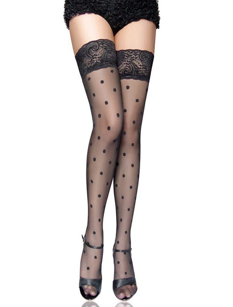 Strapsstrümpfe Nylon Strapse Strümpfe Punkte Halterlose Overknees Gogo Schwarz S/M/L