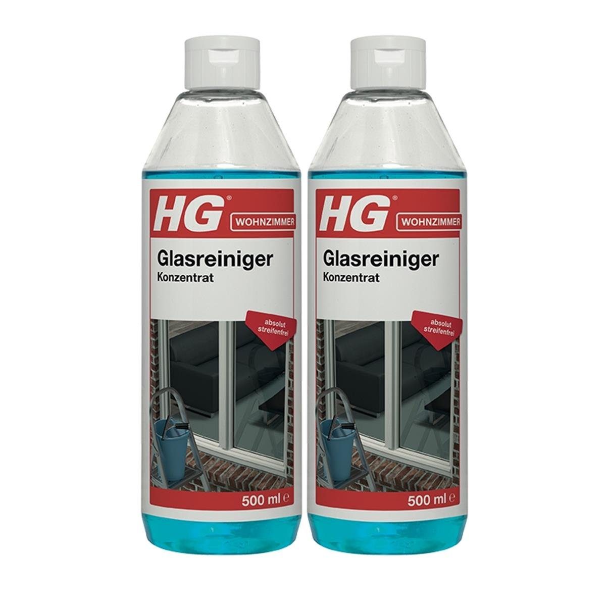 HG HG Glasreiniger Konzentrat 500ml - Absolut schlierenfrei (2er Pack) Glasreiniger