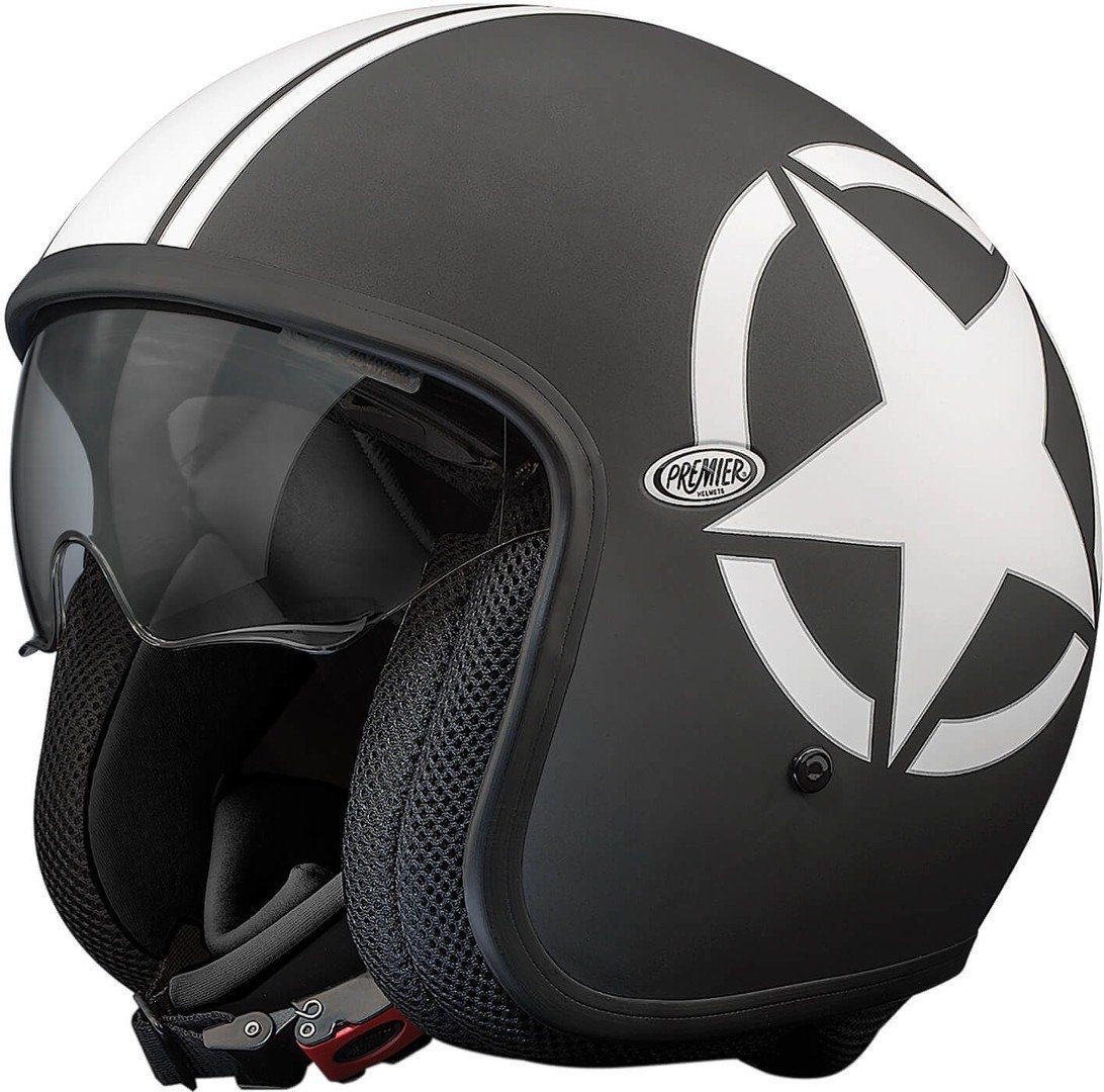 Premier Motorradhelm Vintage Star Jethelm, integriertes Sonnenvisier