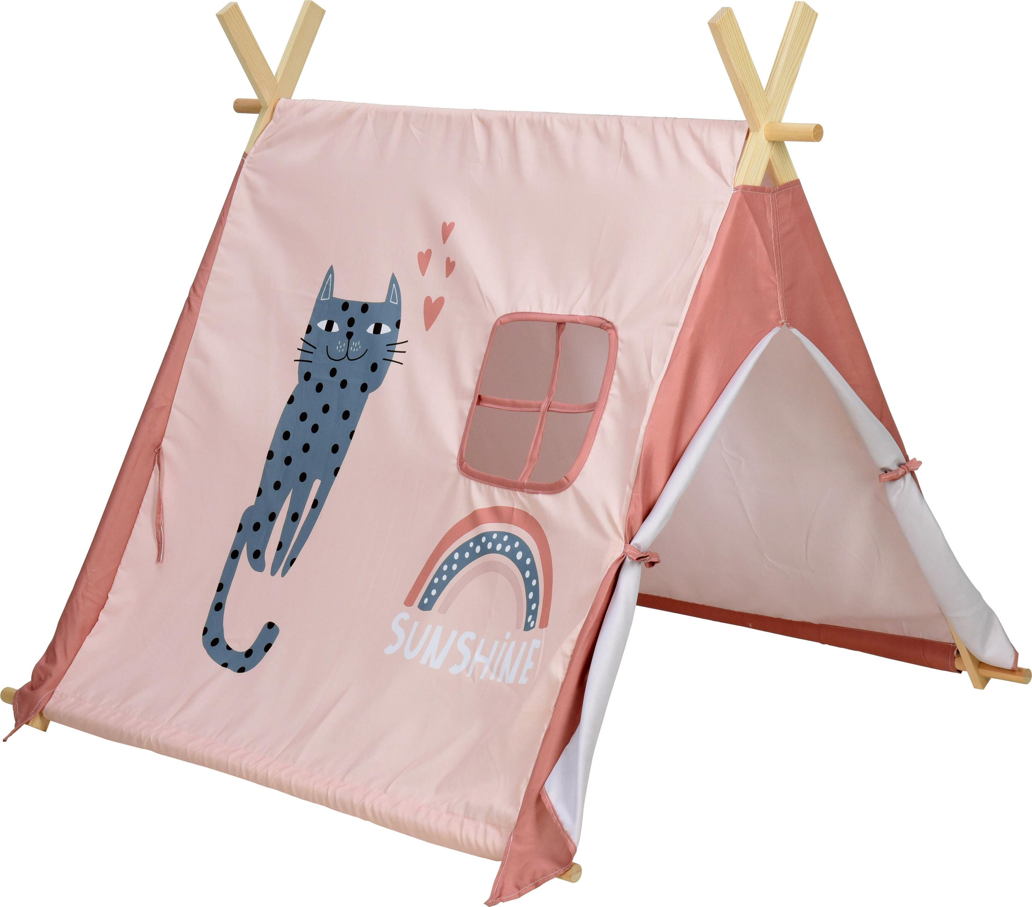 matrasa Spielzelt SUNSHINE für Mädchen 106x101x106cm - Kinderzelt Spielhaus mit Katzen Motiv