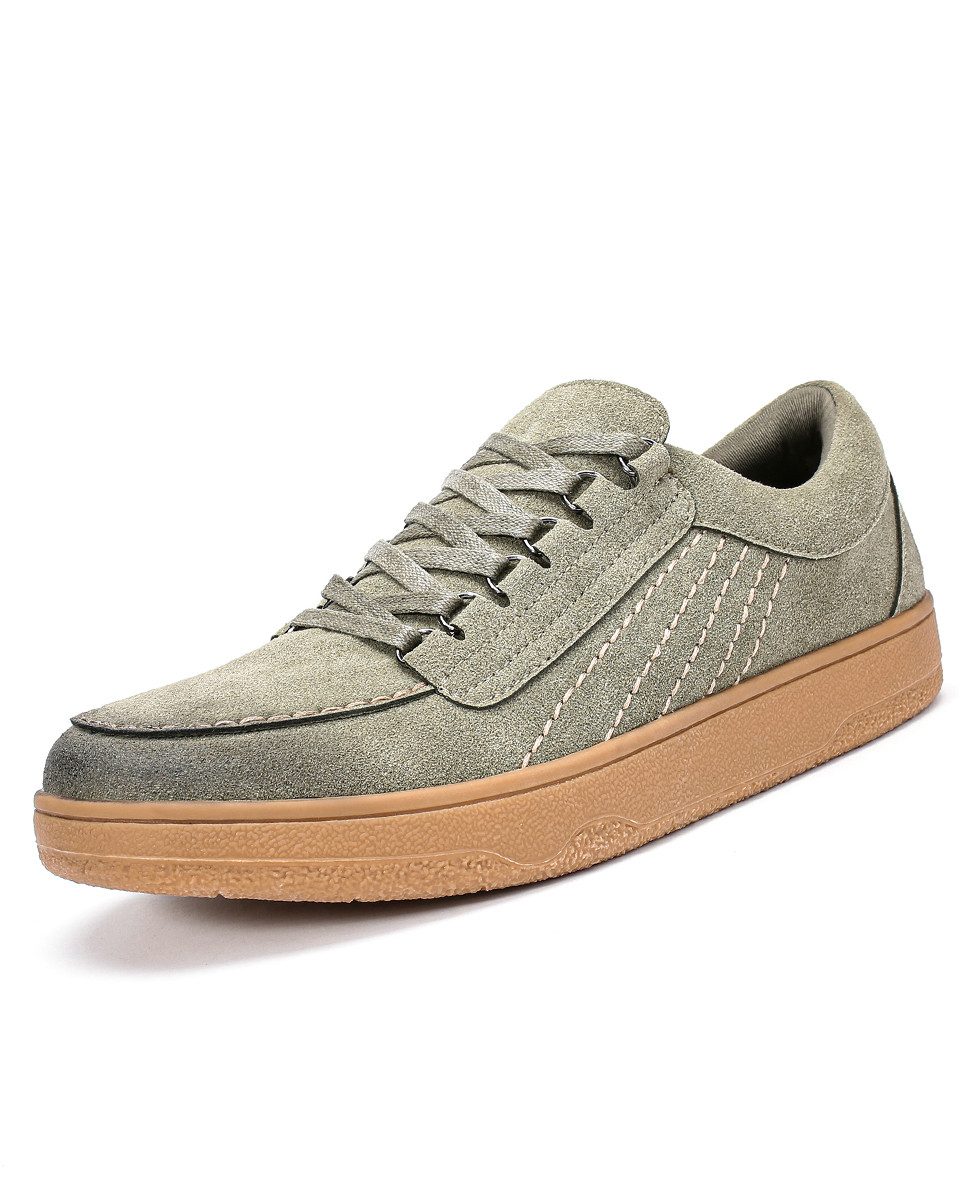 Allthemen Schnürschuh Herren Casual Schnürschuhe aus Rindnubukleder Freizeitmodell Sneaker