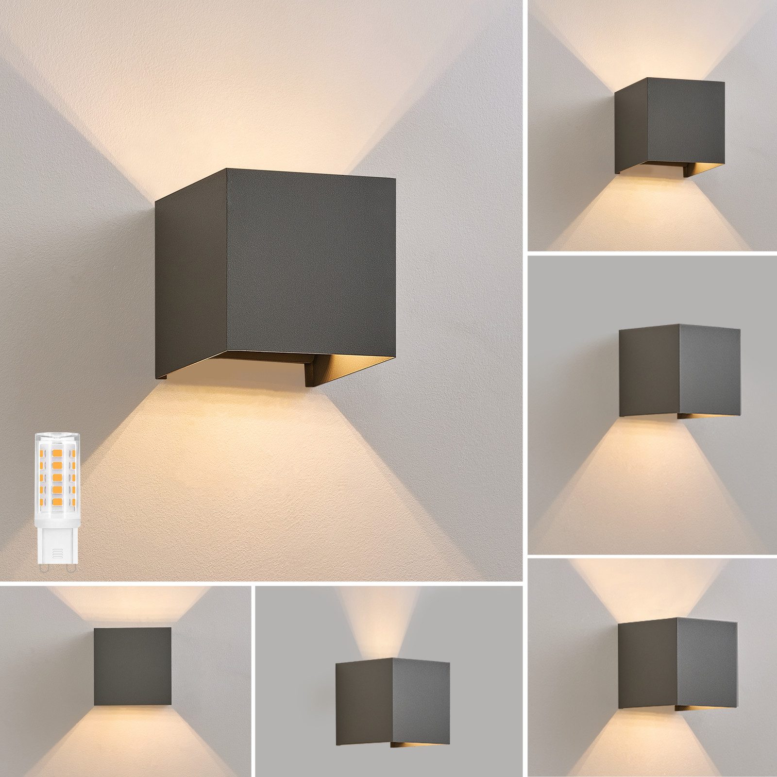 ZMH LED Wandleuchte Aussen Wandlampe: Außenwandleuchte Innen Up Down Modern günstig online kaufen