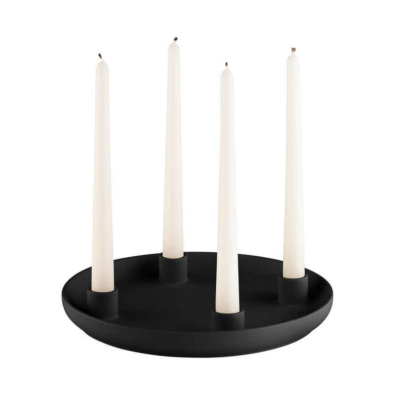 blomus Kerzenhalter -VELA- Dekotablett für 4 Kerzen aus Steingut ⌀ 27cm