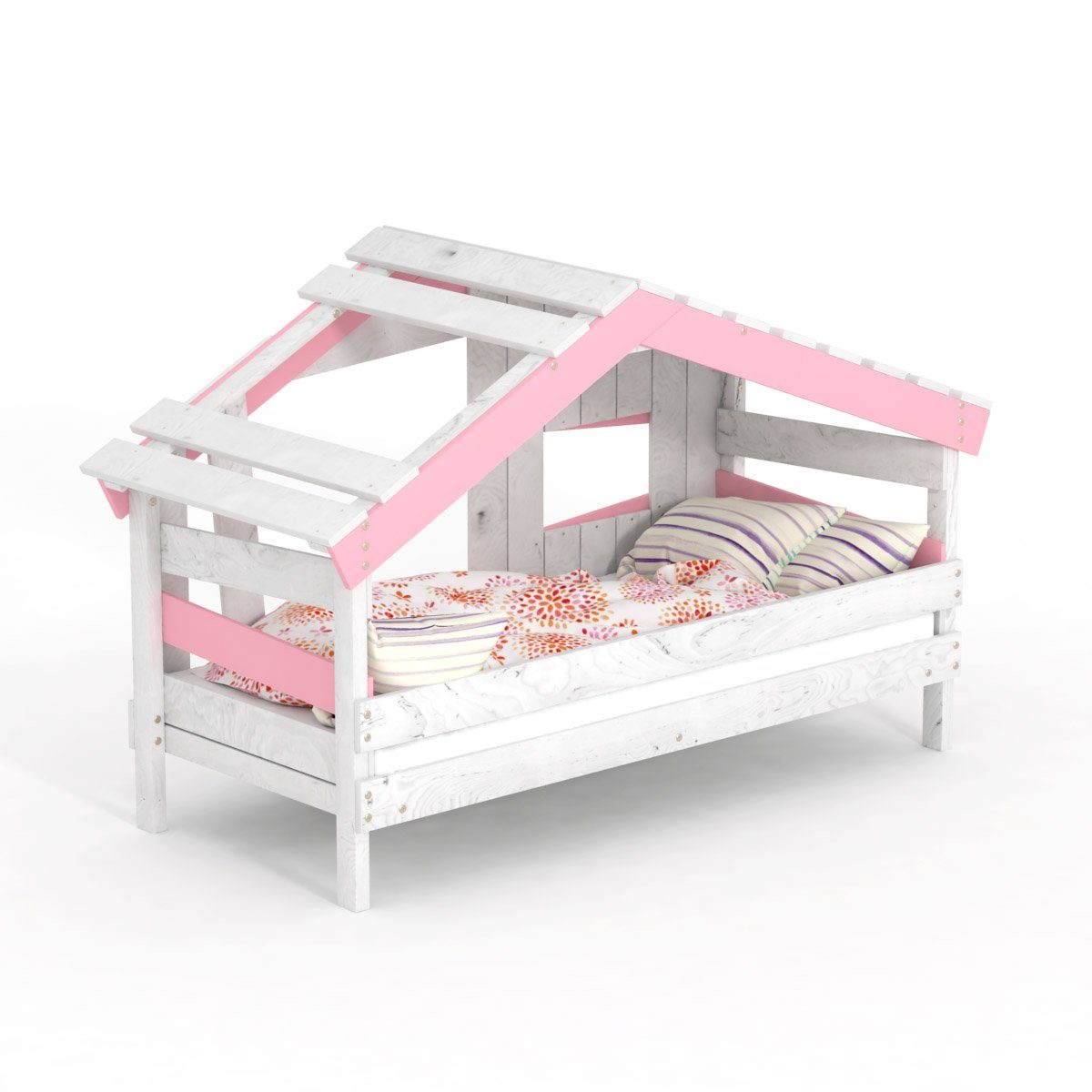 zart-rosa Jugendbett, CHALET APART bibex Kinderbett, Kinderbett Spielbett,