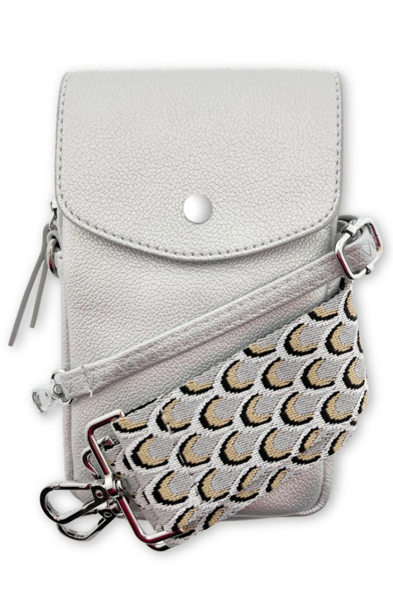 Lot83 Handtasche Handytasche - ELIN - beige, grau, schwarz, silber