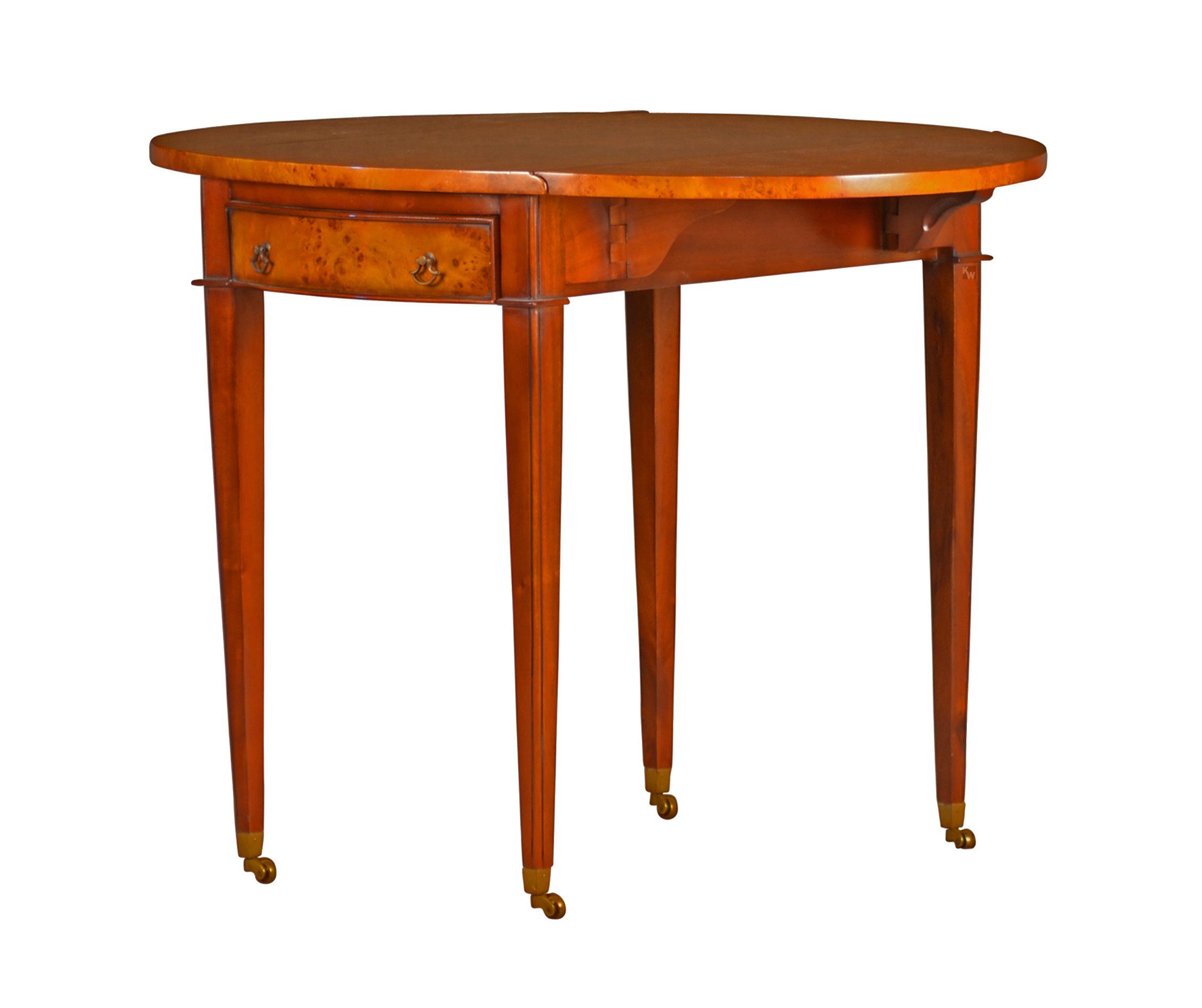 Kai Wiechmann Couchtisch Pembroke Table edles Eibe-Wurzelholz, Massivholz cm, Tischplatte, klappbare Beistelltisch, Serviertisch, Teetisch, 88x67
