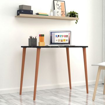 en.casa Schreibtisch, »Kongsberg« Computertisch 70x90x60 cm PC-Tisch Marmoroptik Schwarz