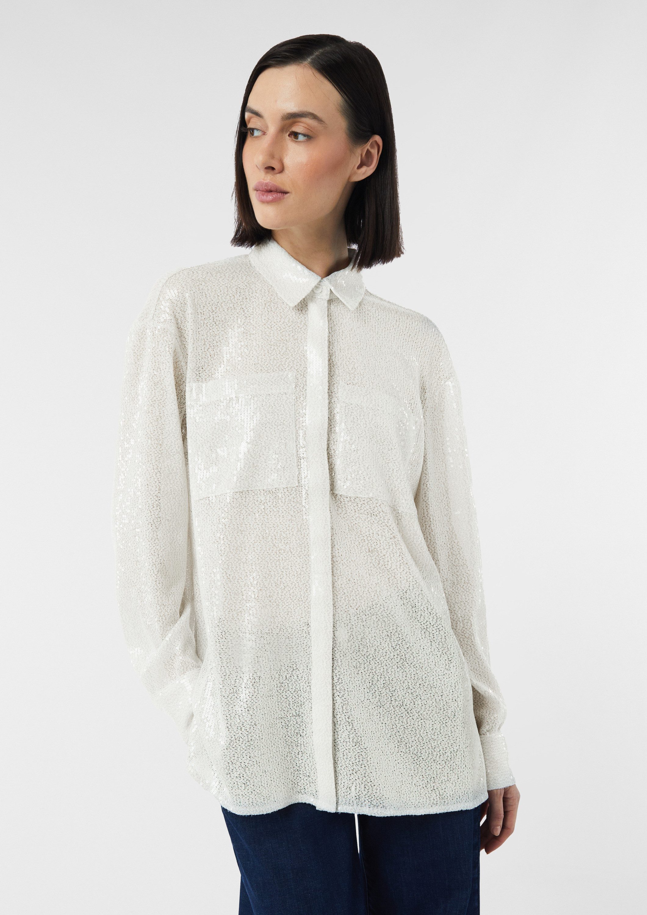 comma Langarmbluse Bluse Festive Oversize-Hemdbluse mit günstig online kaufen
