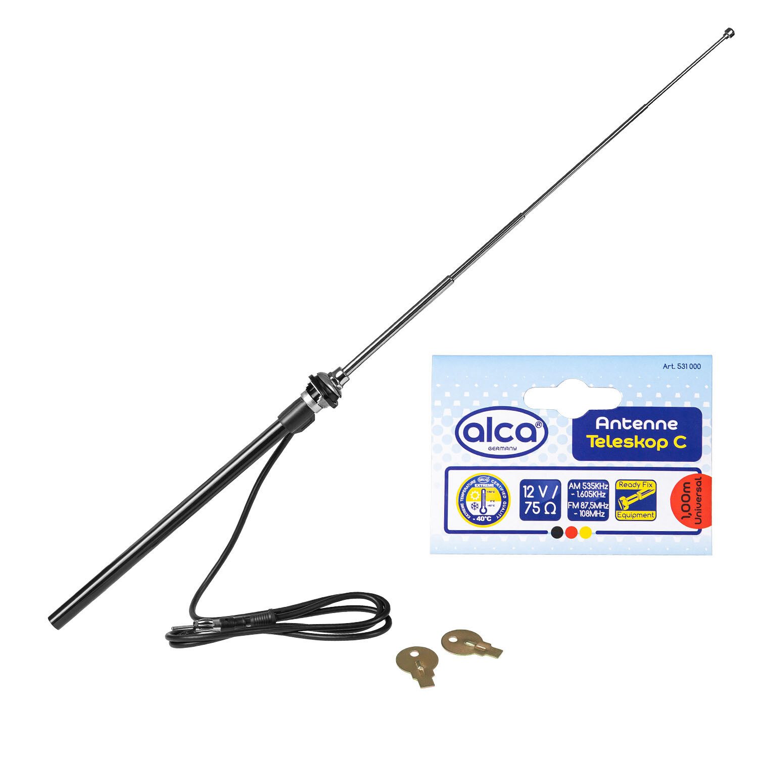 alca Autoantenne Dachantenne universal Teleskop C Universal-Auto-Antenne 12 Autoradio-Ersatzantennenstab (AM/FM)