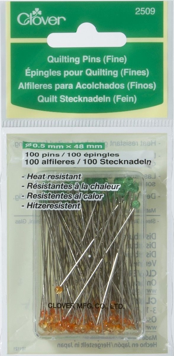 Clover Stecknadeln Quiltnadeln mit Glaskopf 0,50x48mm nickelfrei bügelfest