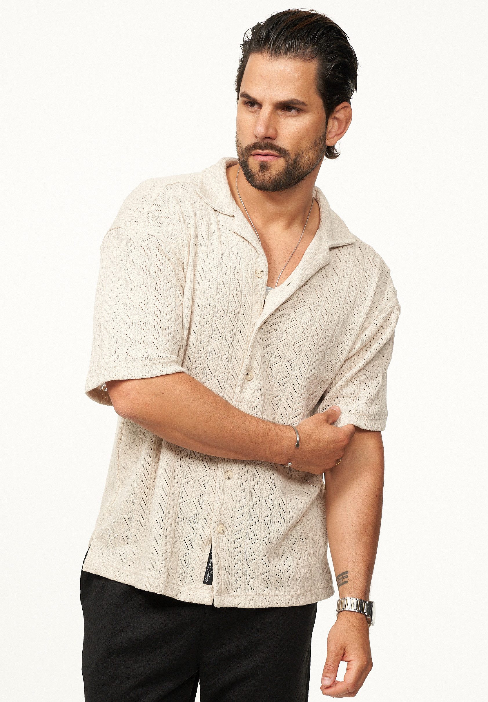 CARISMA Kurzarmhemd für Herren im Vintage Summer-Look im Crochet-Stil Kurza günstig online kaufen
