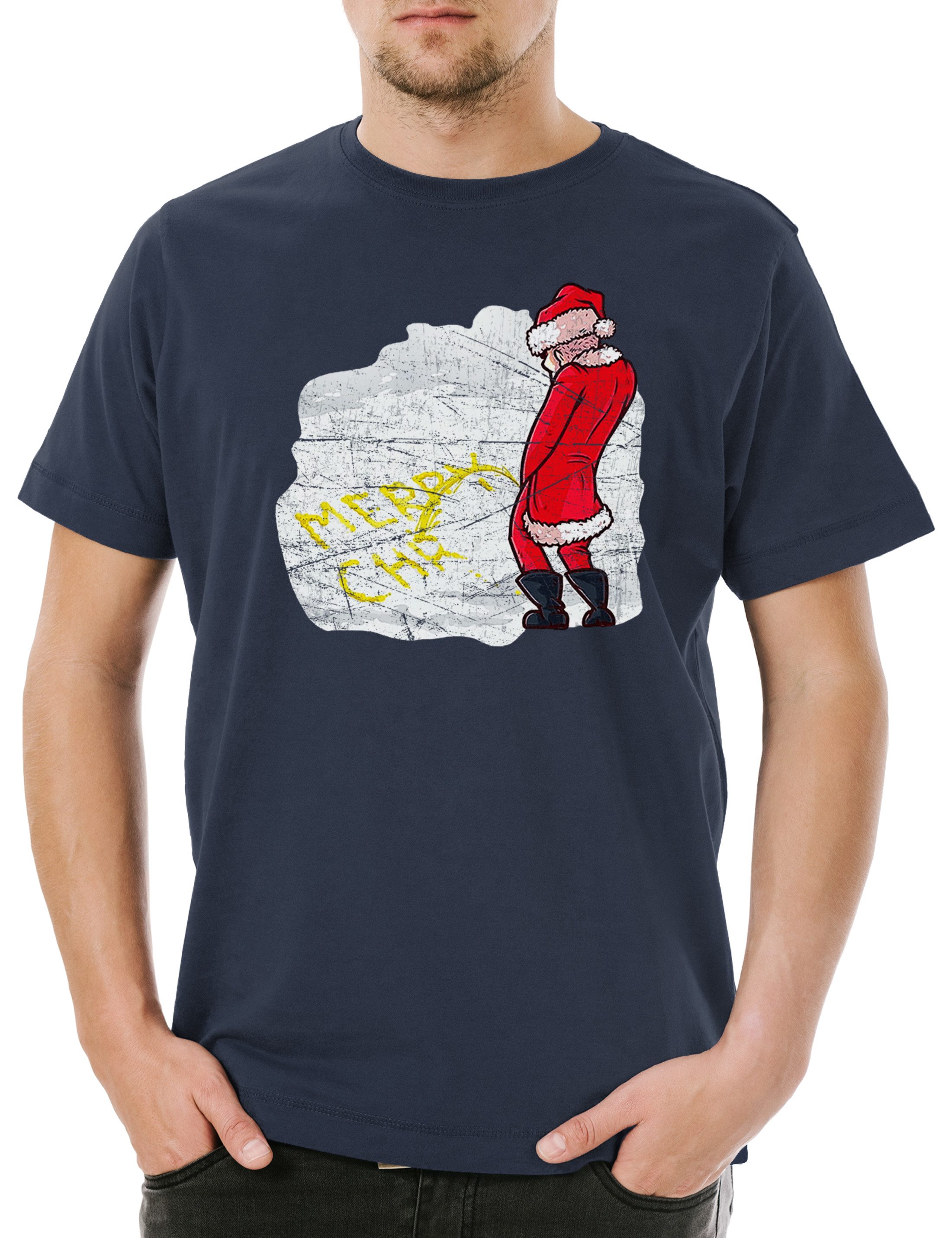 Print-Shirt Santa Snow Herren T-Shirt Bad Weihnachtsmann Santa Fun Clause