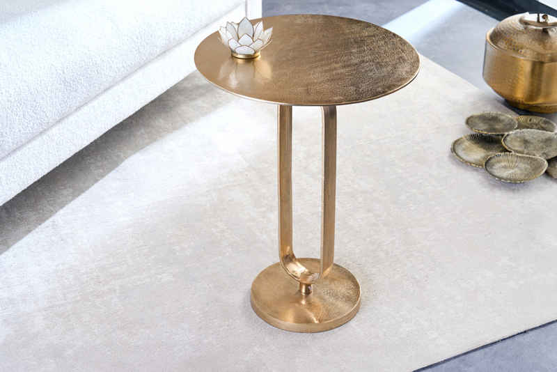 riess-ambiente Beistelltisch ELEGANCE 60cm gold (Einzelartikel, 1-St), Wohnzimmer · Aluminium-Metall · rund · handmade · Modern Design