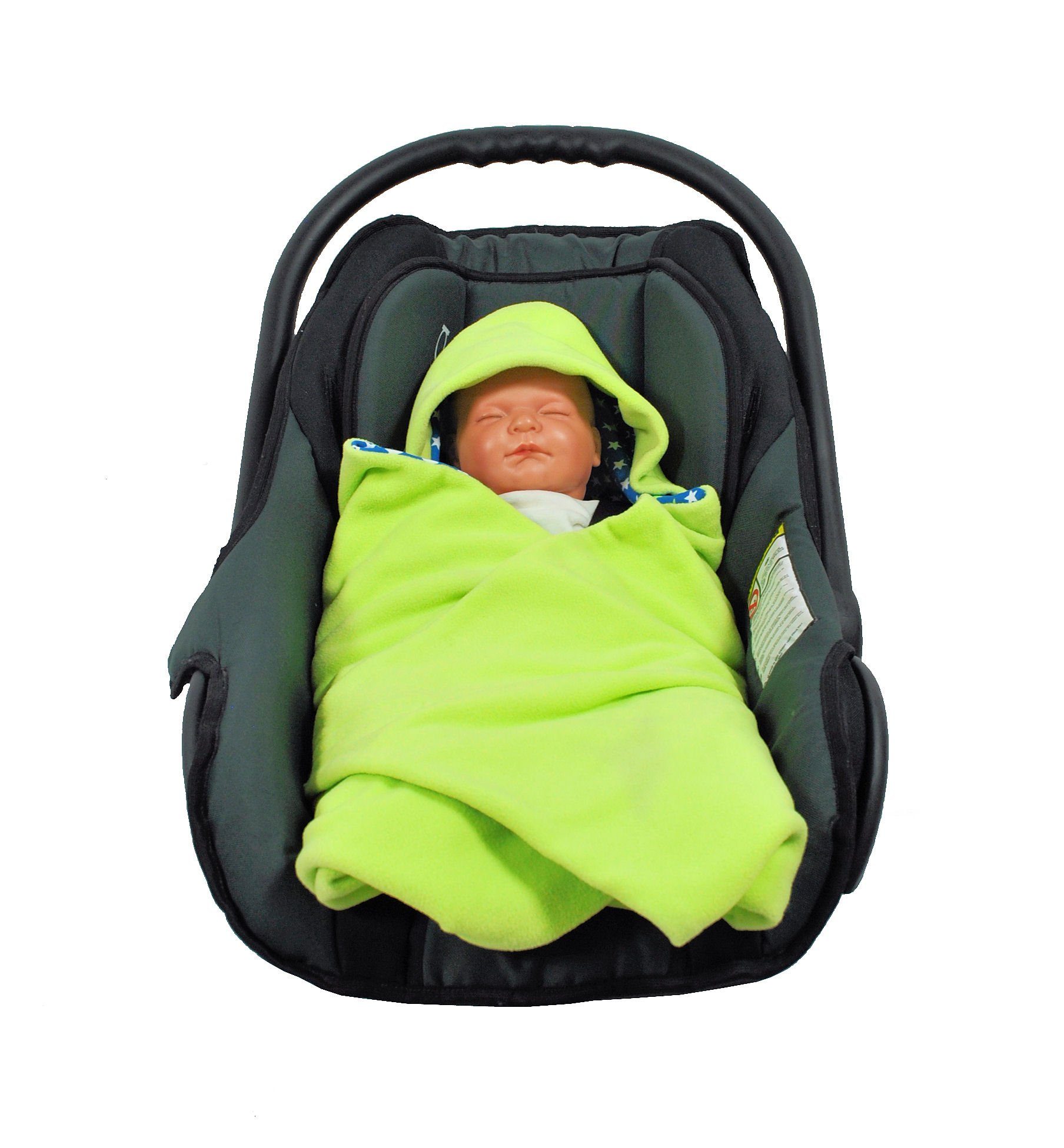 HOBEA-Germany, Babyschalenfußsack hellgrün/Sterne für Einschlagdecke Fußsack Babyschale für die Punkt Winter, Babyschale 3 geeignet