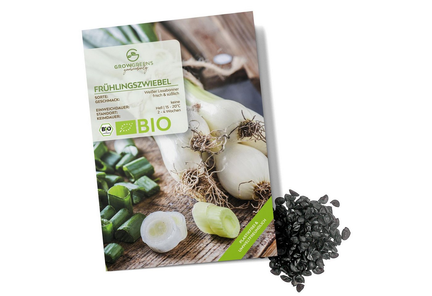 Growgreens Gemüsesamen BIO Frühlingszwiebel Samen (Weißer Lissabonner) - Saatgut (75 Korn), Gemüse