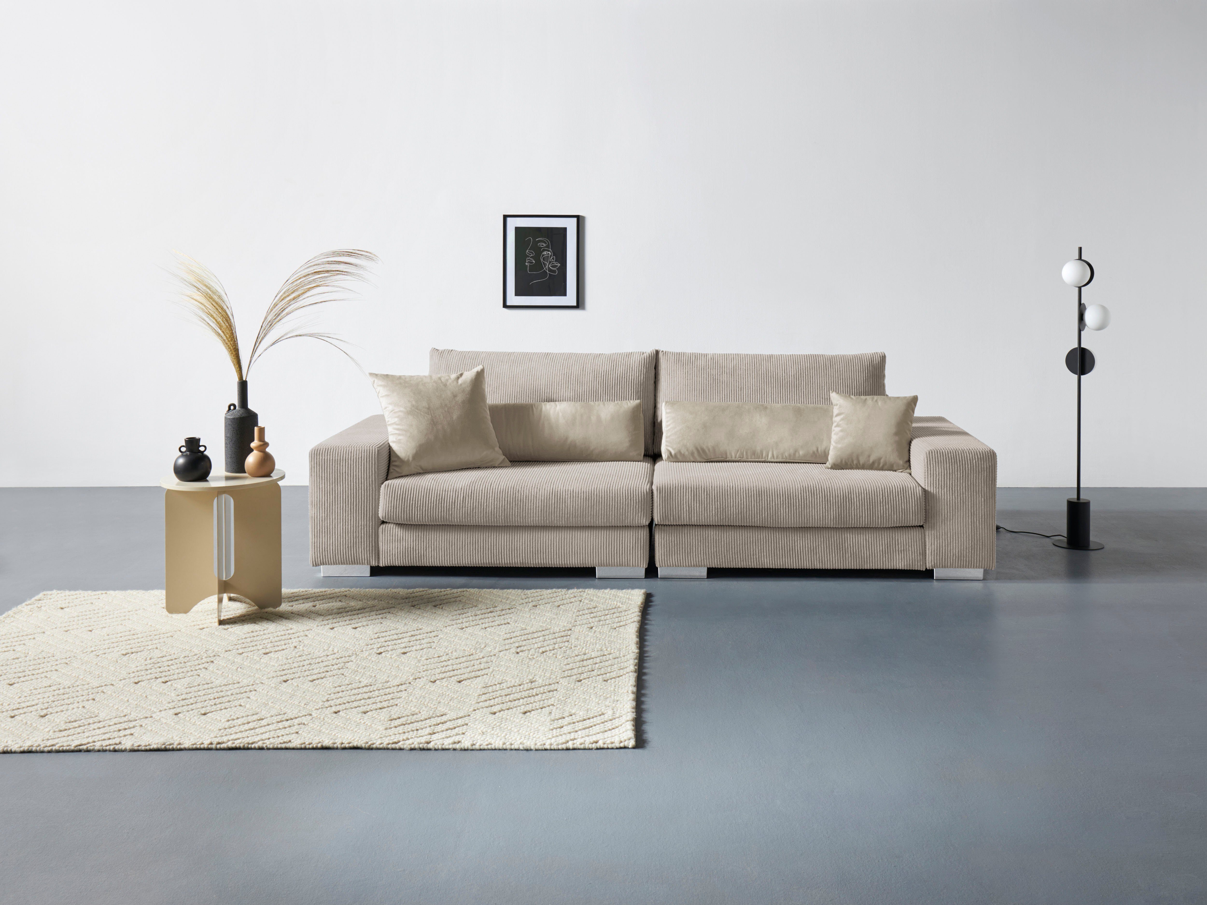 Home affaire Big-Sofa Vasco, Breite 277 cm, inkl. 6-teiliges Kissenset, in Cord