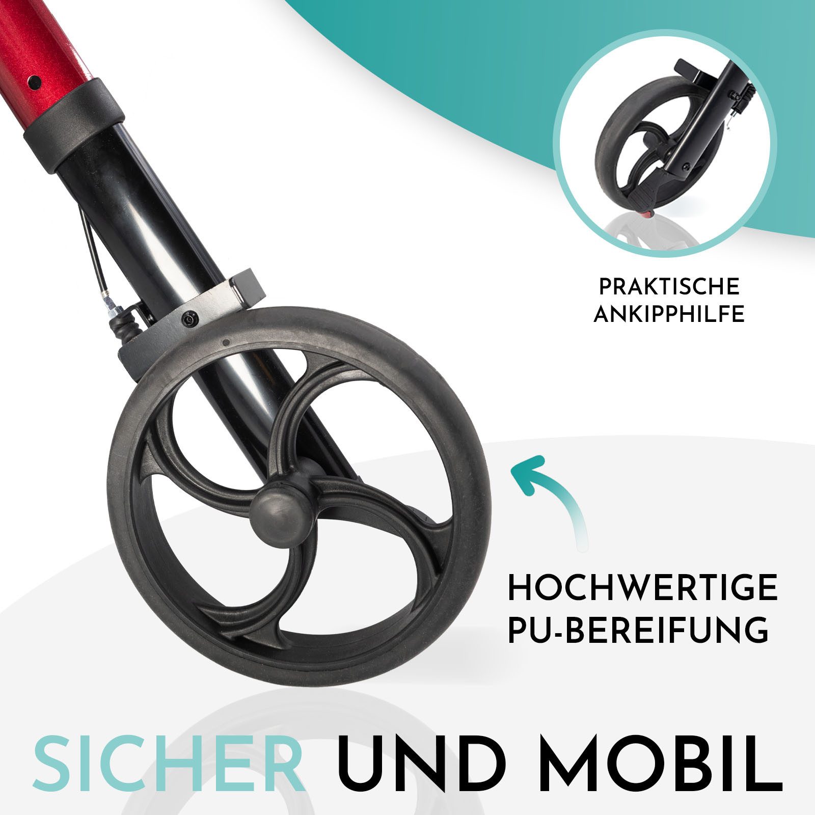 MOBILITY Plus+ Rollator DR10+, Gehwagen im Trend-Design - klappbar, höhenverstellbar u, inkl. Tasche