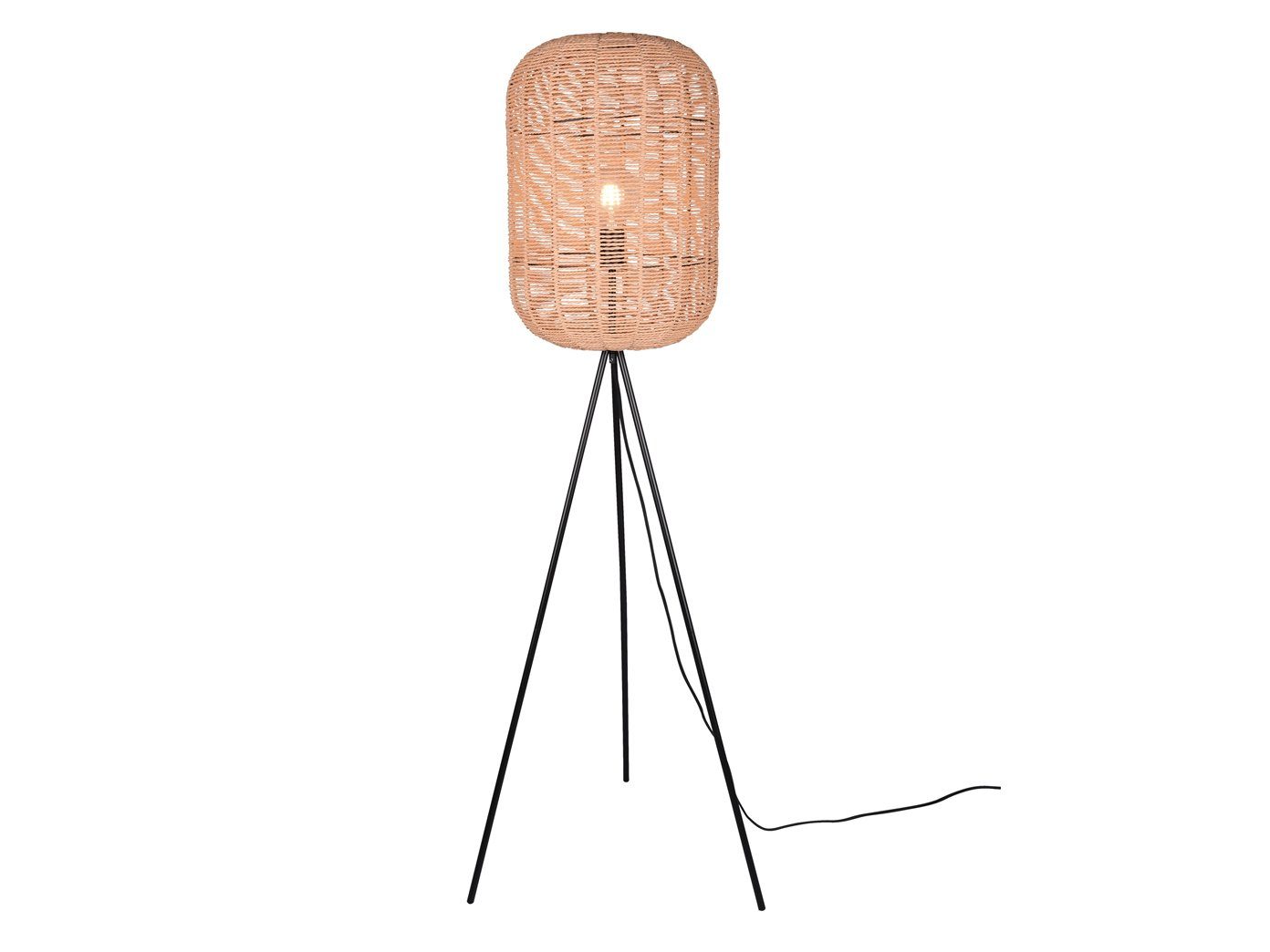 TRIO Leuchten LED Stehlampe, LED wechselbar, Warmweiß, Ausgefallene Tripod, Boho Dreibein mit Lampenschirm Sisal, Höhe 150cm