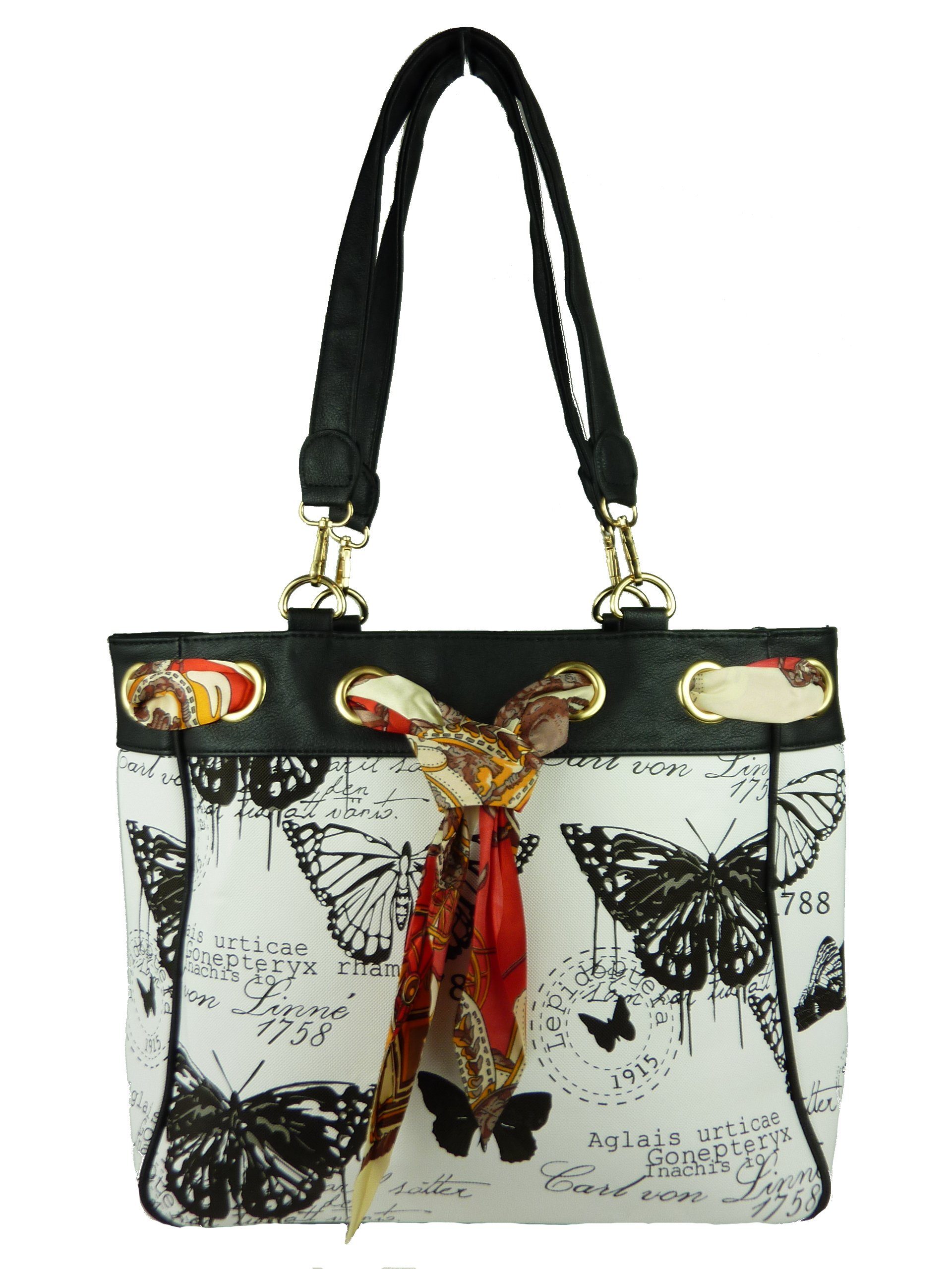 große moderne Shopper - im 5817, Butterfly Taschen4life schwarz Stil Vintage Damen Shoppertasche casual Schultertasche