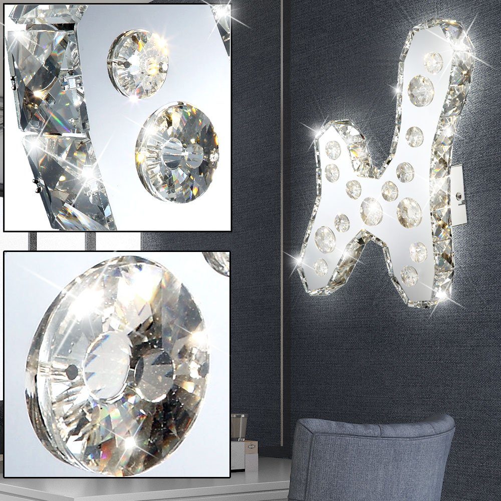 LED Chrom Leuchte Design Wand Lampe Ess Zimmer Beleuchtung Kristall Strahler 