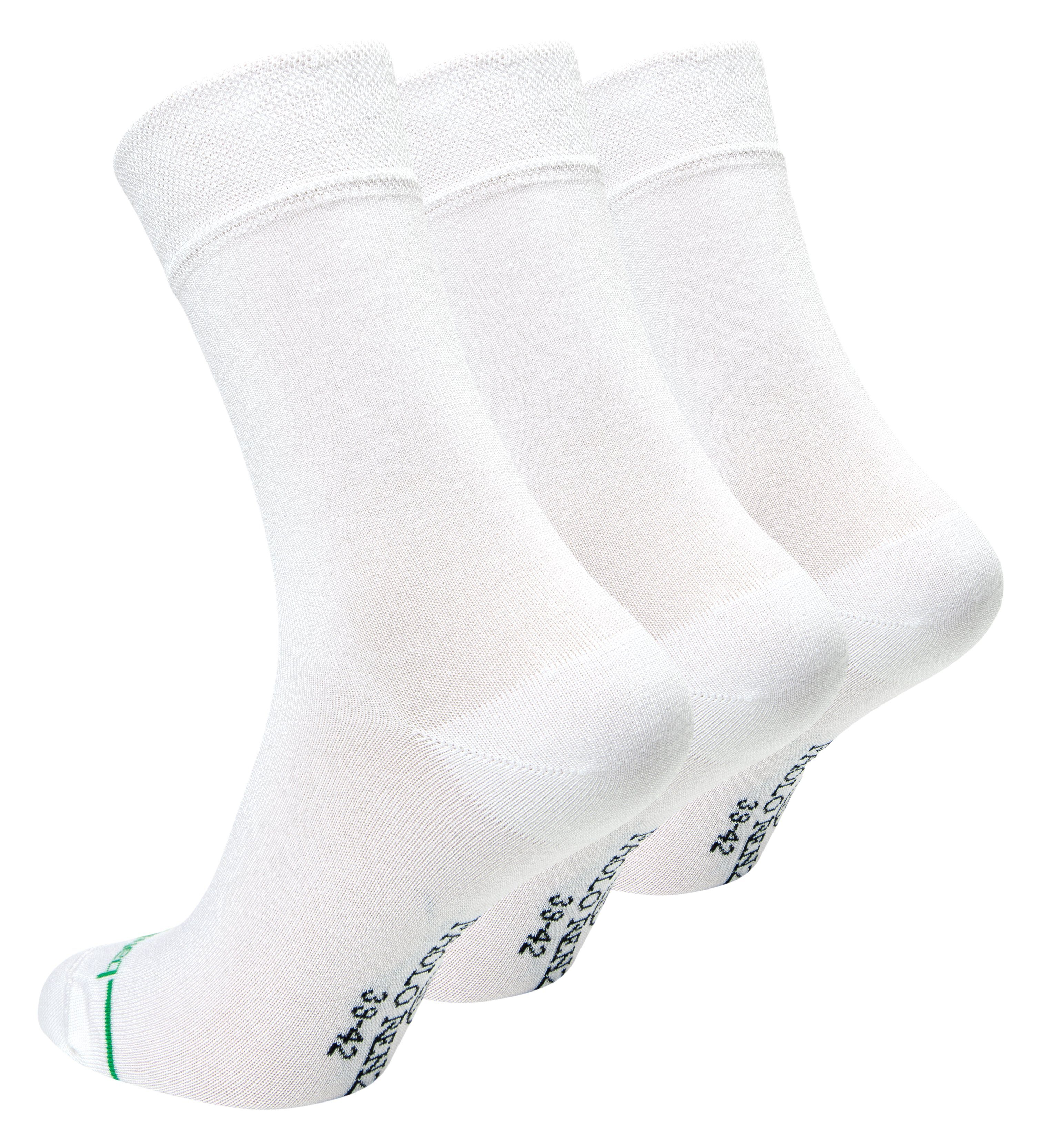 Paolo Renzo Gesundheitssocken aus hochwertiger Bambus Viskose (3-Paar) Atmungsaktive Herren Business Socken / Casual Socken - Geruchshemmend Weiß
