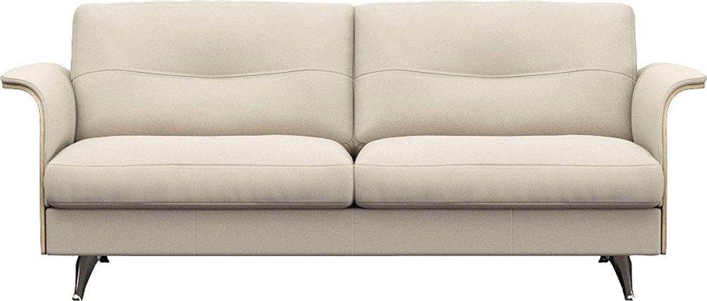 FLEXLUX 2,5-Sitzer Glow Sofa, Couch, Premium-Sitz: Kaltschaum & Federkern, Arml. Walnuss, Fuß Alu