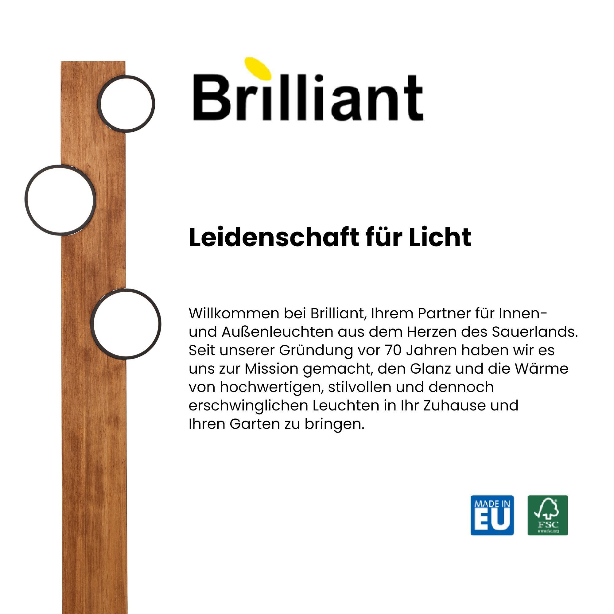 140cm Stehlampe matt-schwarz/Holz Cheesy, Cheesy Stehlampe Brilliant