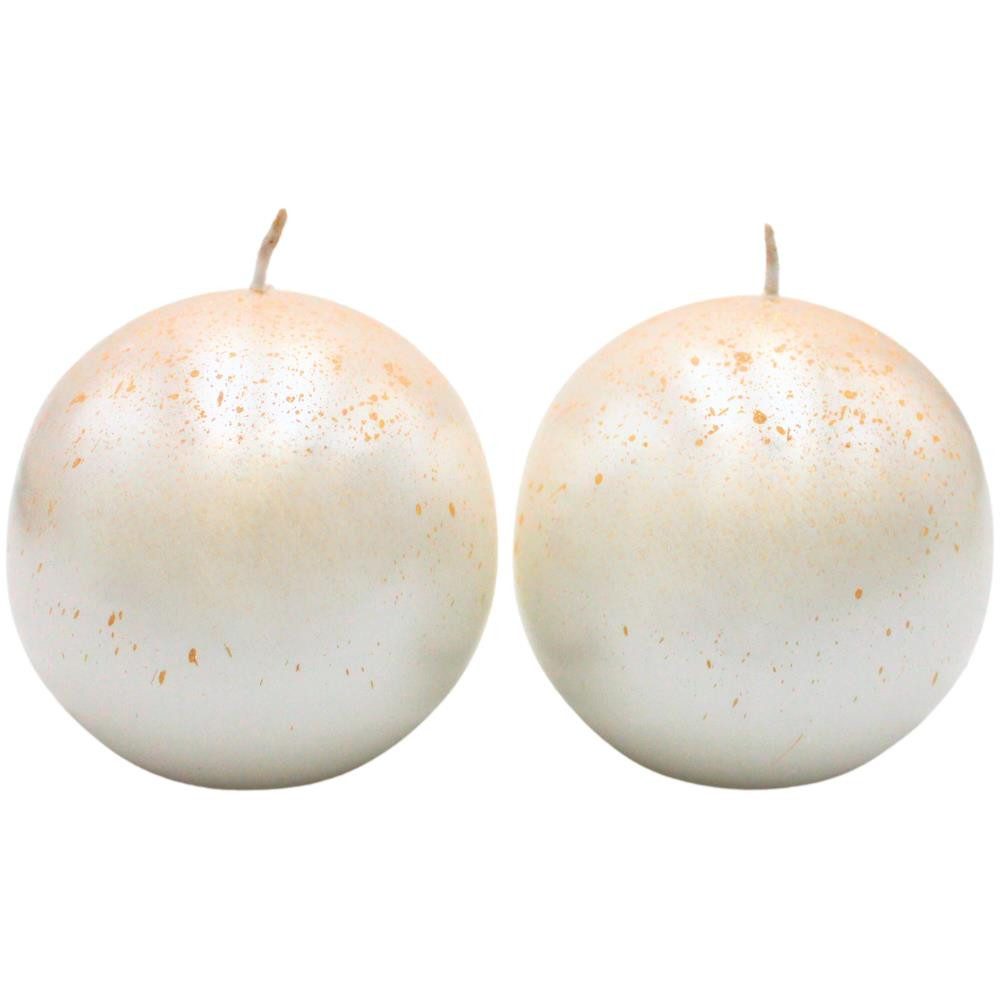 Dekohelden24 Formkerze Kerzen in verschiedenen Varianten, Dezentes Glitterfinish, perlmuttfarbene Optik, 2er Set