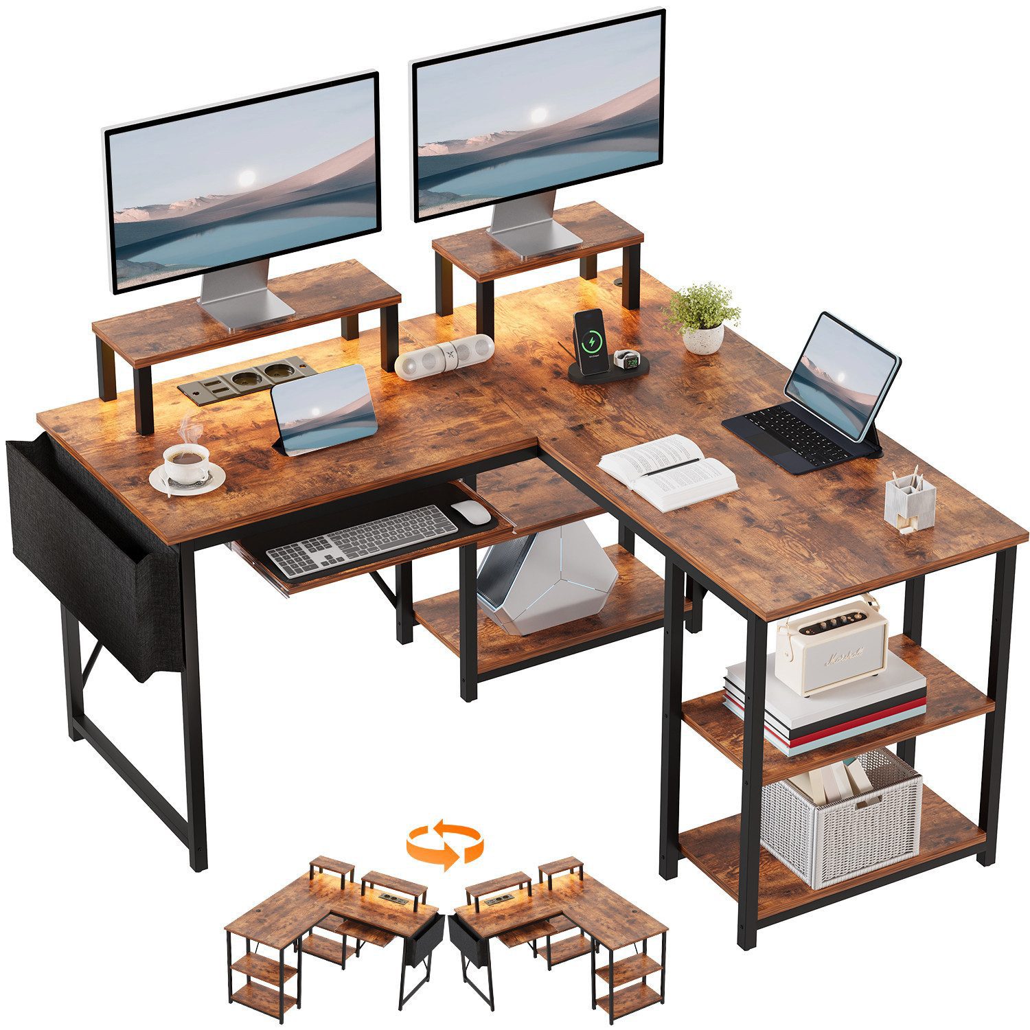 GUNJI Gamingtisch 140*140 cm L-förmiger Computertisch günstig online kaufen