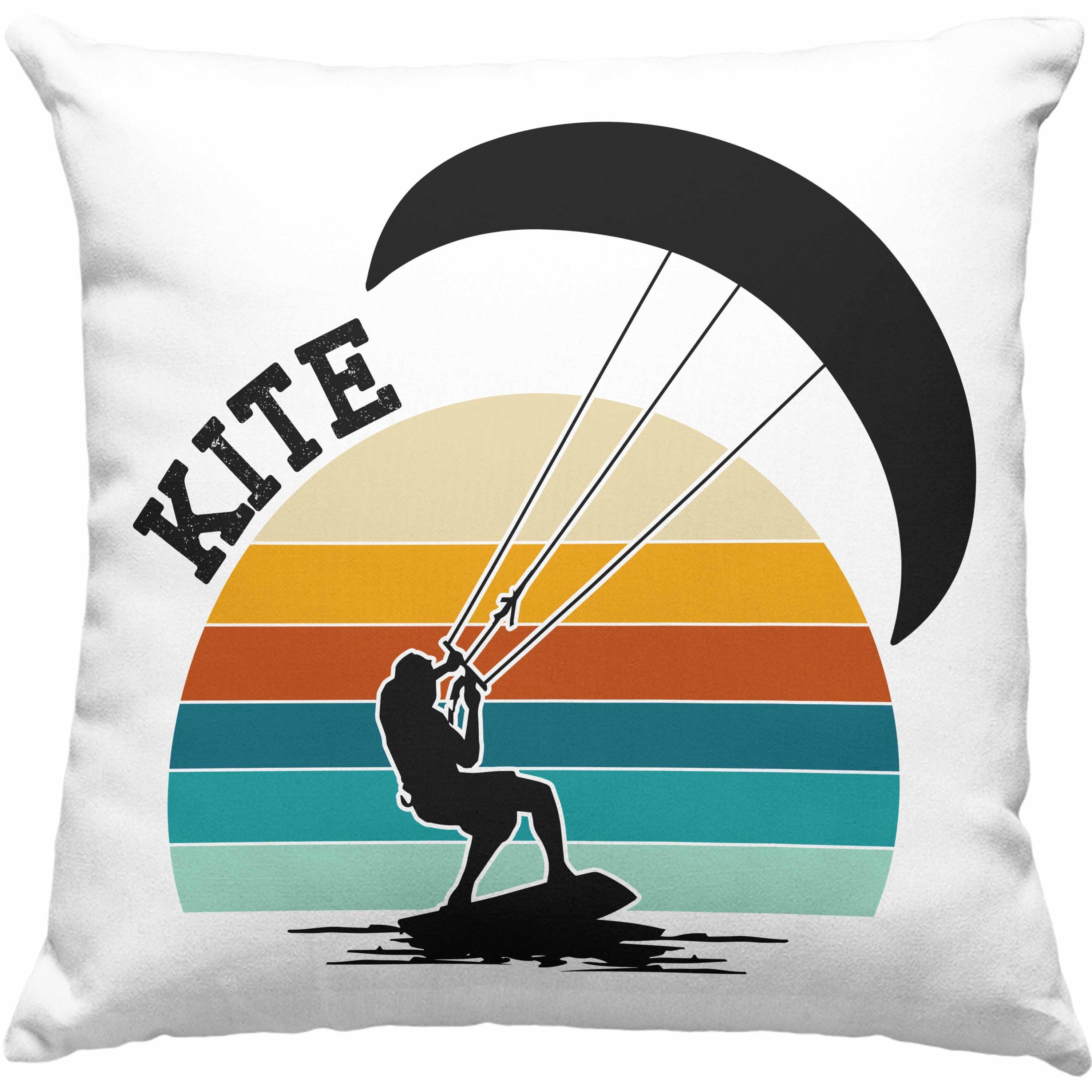 Trendation Dekokissen Trendation - Kite Surf Kissen Geschenk Kitesurfing Hobby Geschenkidee Geburtstag Weihnachten Dekokissen mit Füllung 40x40 Grün