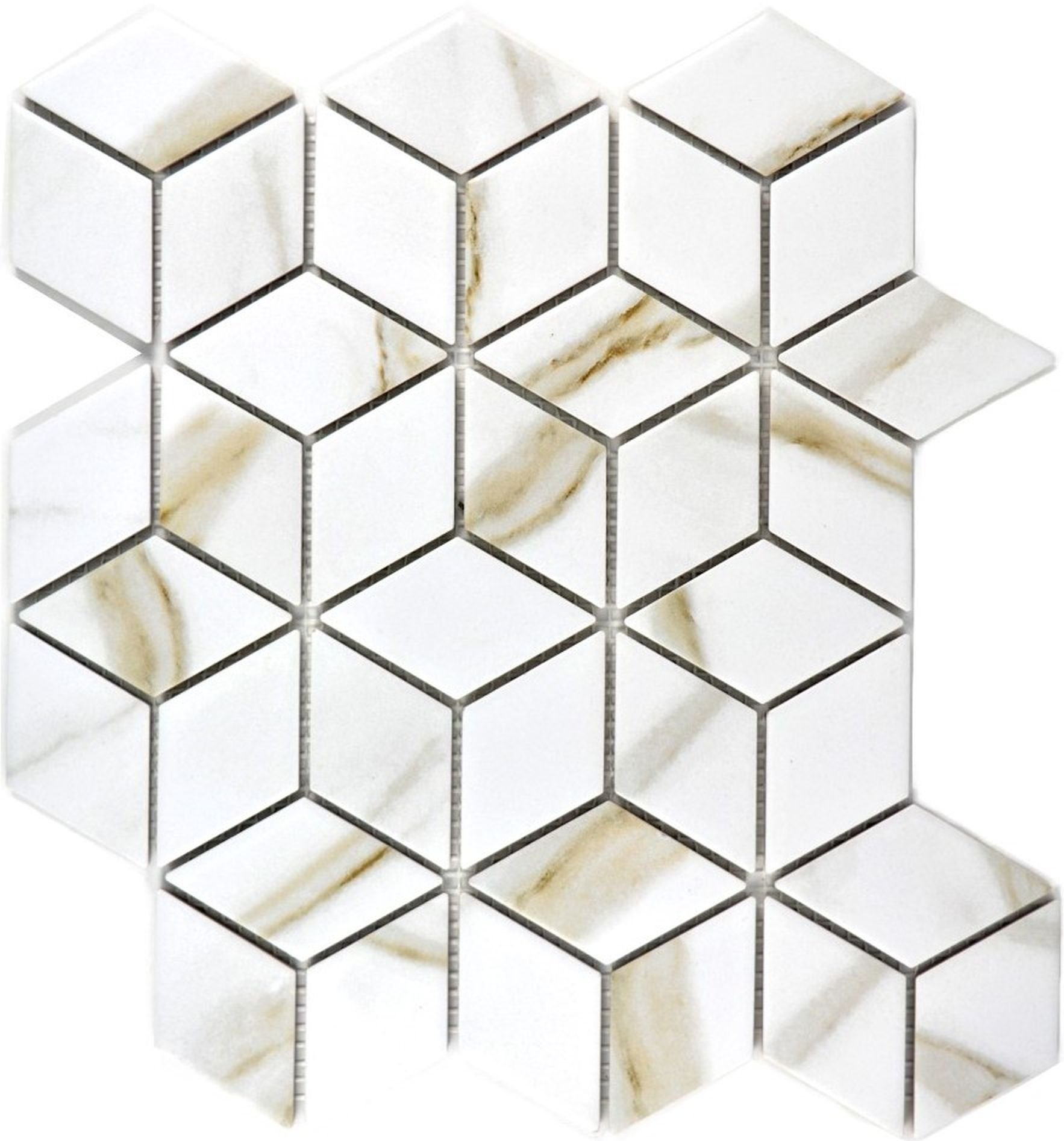 Mosani Mosaikfliesen Diamant Keramikmosaik Mosaikfliesen weiß matt / 10 Matten