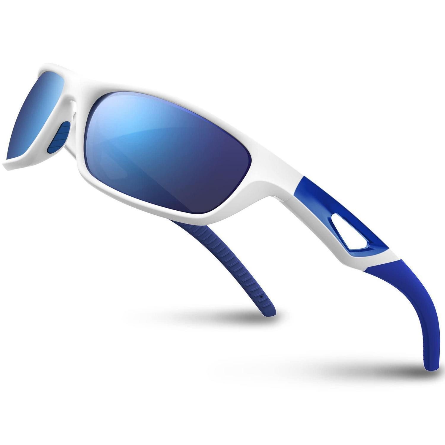 LuxusKollektion Monoscheibensonnenbrille Sonnenbrillen Sportbrille Fahrradbrille Polarisierte M 831-white&blue