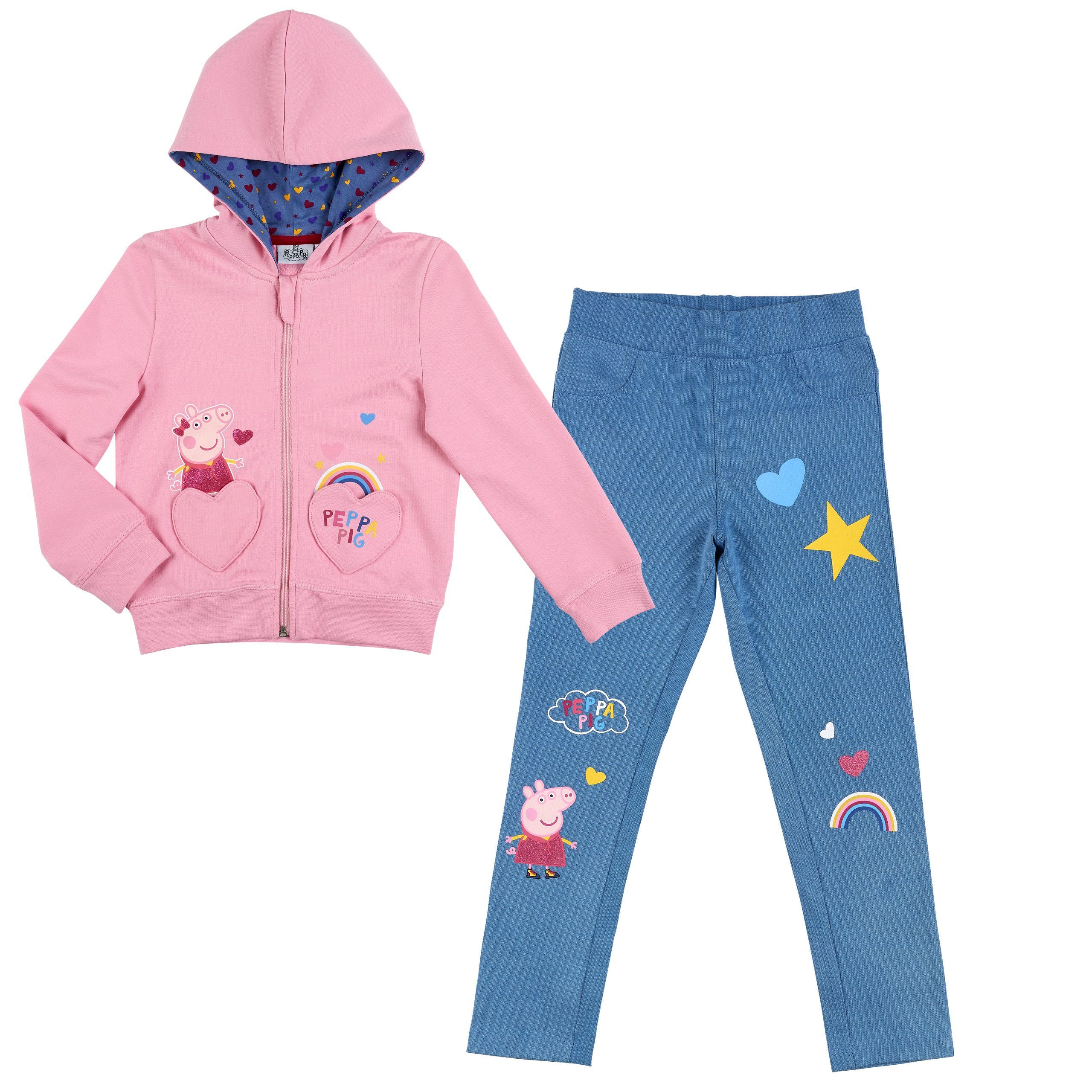 Peppa Pig Shirt & Leggings Peppa Wutz Pig Mädchen Set Sweatjacke und Leggings