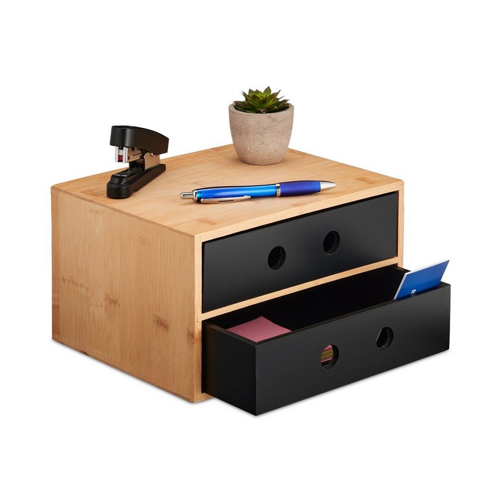 relaxdays Schreibtischaufsatz Schreibtisch Organizer mit 2 Schubladen