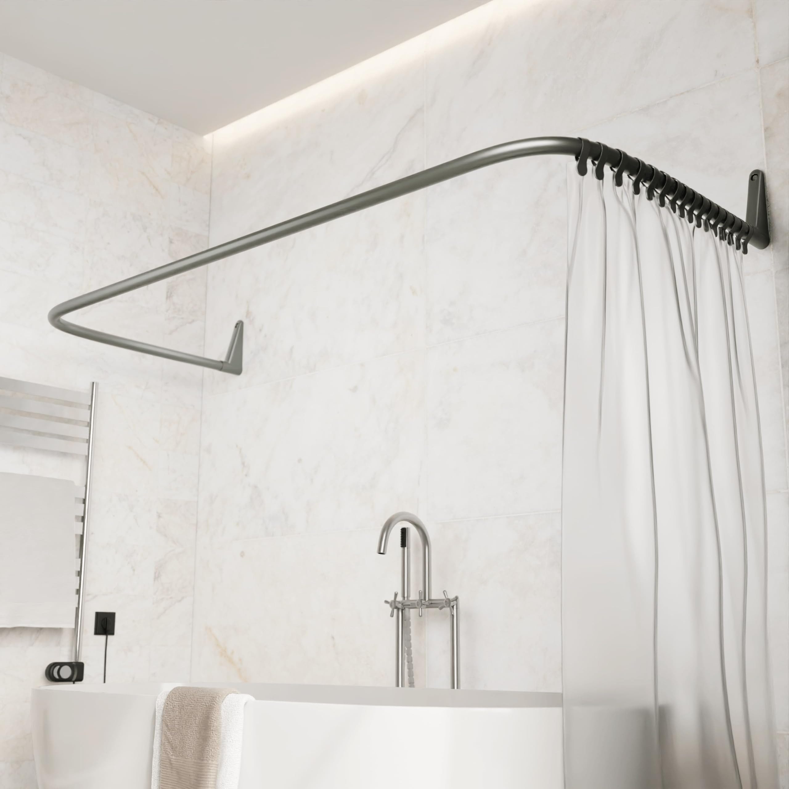 Erica Duschvorhangstange L-form & U-form - 4-in-1 für Badewanne oder Dusche günstig online kaufen