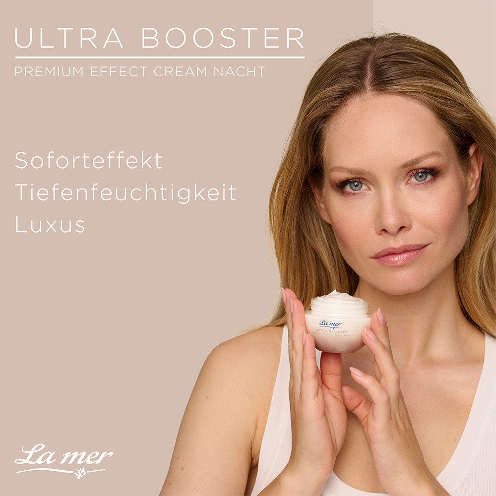 La mer Gesichtspflege Ultra Booster Premium Effect Cream Nacht – Hyaluron Nachtcreme Straffende Nachtpflege mit Hyaluronsäure-Komplex, regeneriert feuchtigkeitsarme Haut über Nacht und verbessert sichtbar die Elastizität
