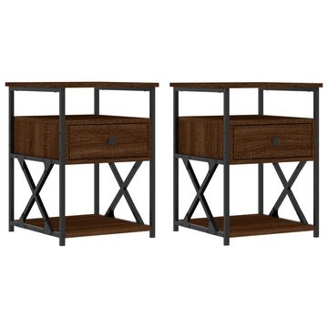 vidaXL Nachttisch Nachttische 2 Stk Braun Eichen-Optik 40x42x55 cm Holz