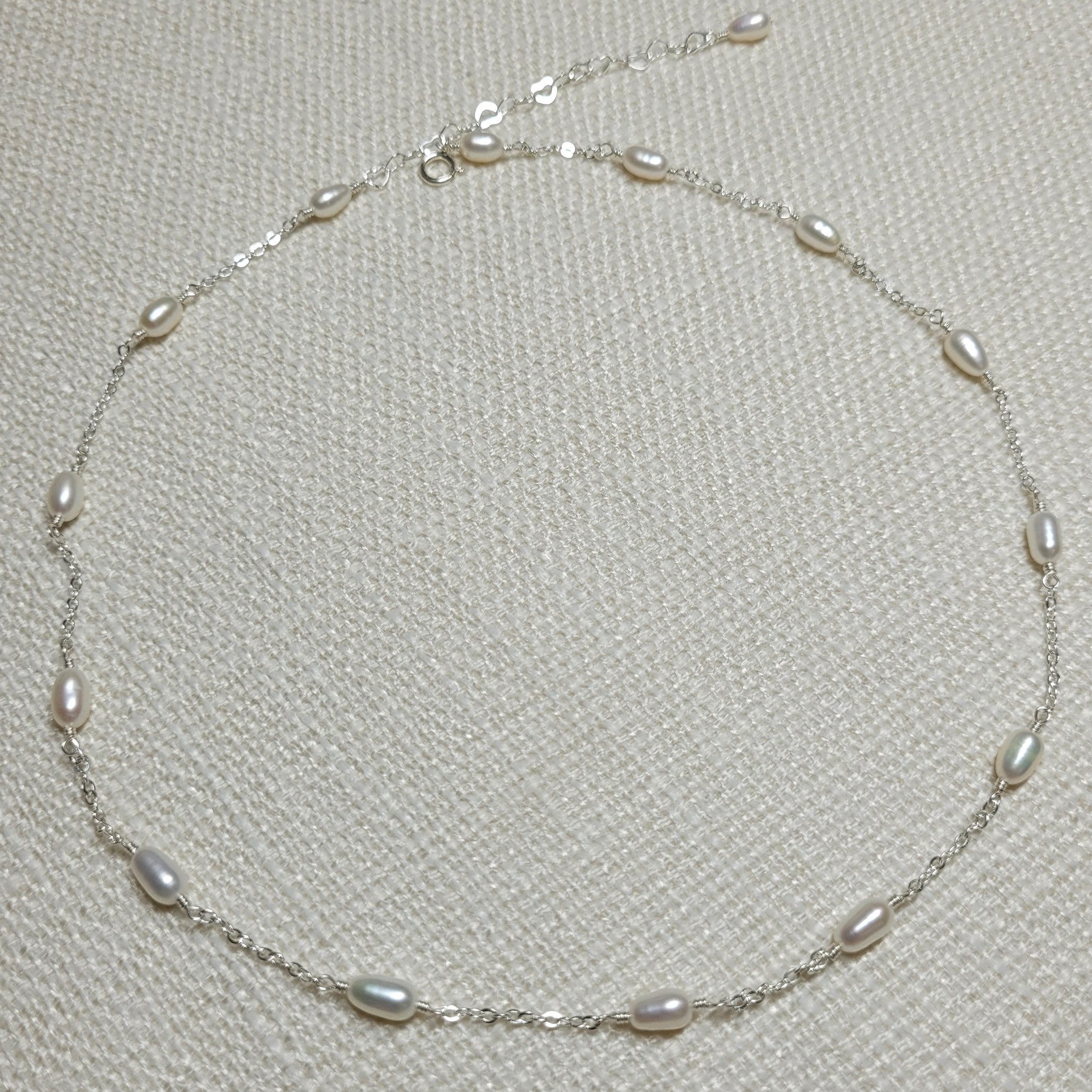 GOLDEN Perlenkette Süßwasserperlen Halskette, Zierliche Perlenkette, Hochzeit Kette