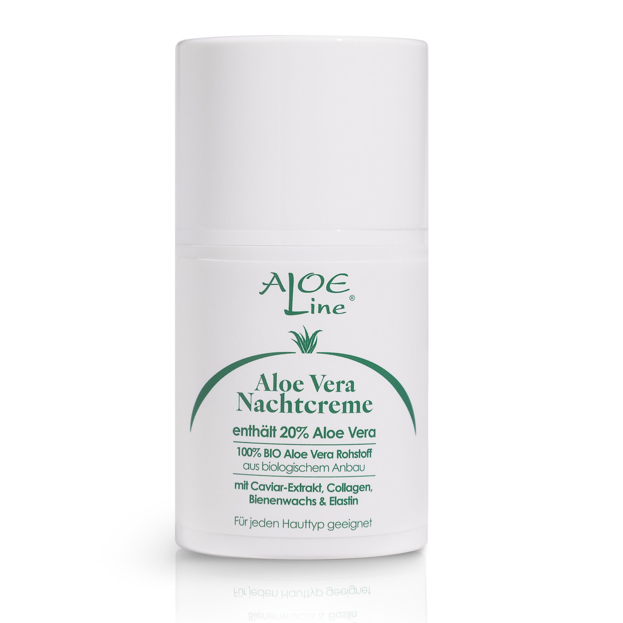 50ml & Line Bio ALOE Aloe Airless Dispenser mit Nachtcreme Vera Nachtcreme Caviar-Extrakt, 20% Aloe Vera