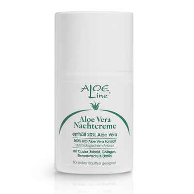 ALOE Line Nachtcreme Aloe Vera Nachtcreme mit 20% Bio Aloe Vera & Caviar-Extrakt, 50ml Airless Dispenser