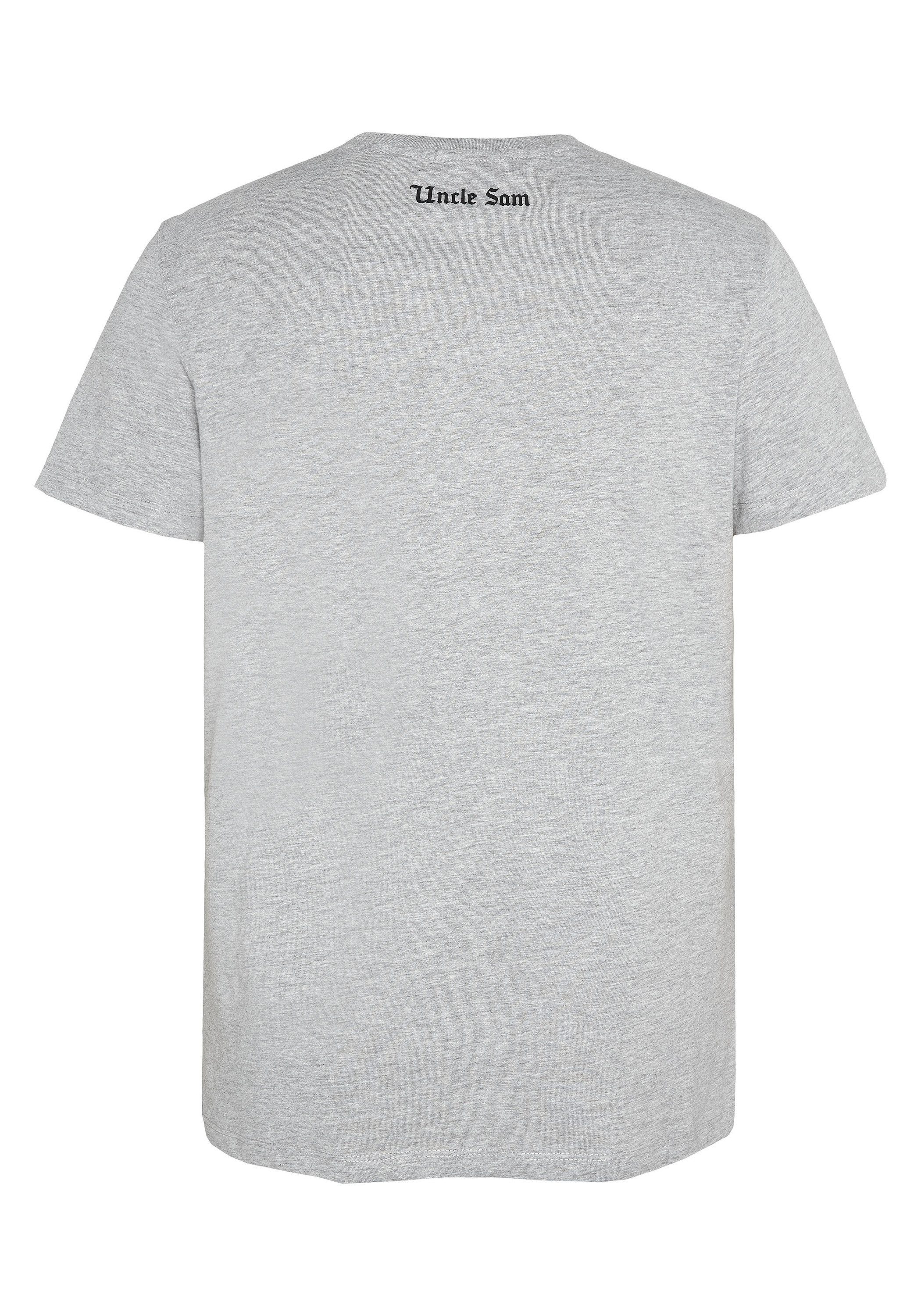 großem Uncle 17-4402M mit Gray Neutral Sam Frontprint Melange T-Shirt