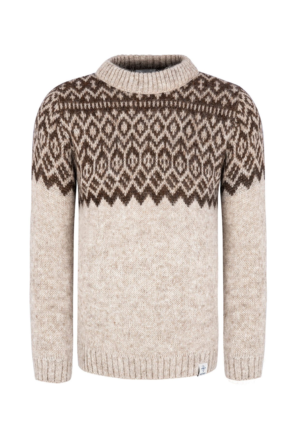 Wollpullover Isländischer Strickpullover für Damen / Herren - Farbe beige / braun