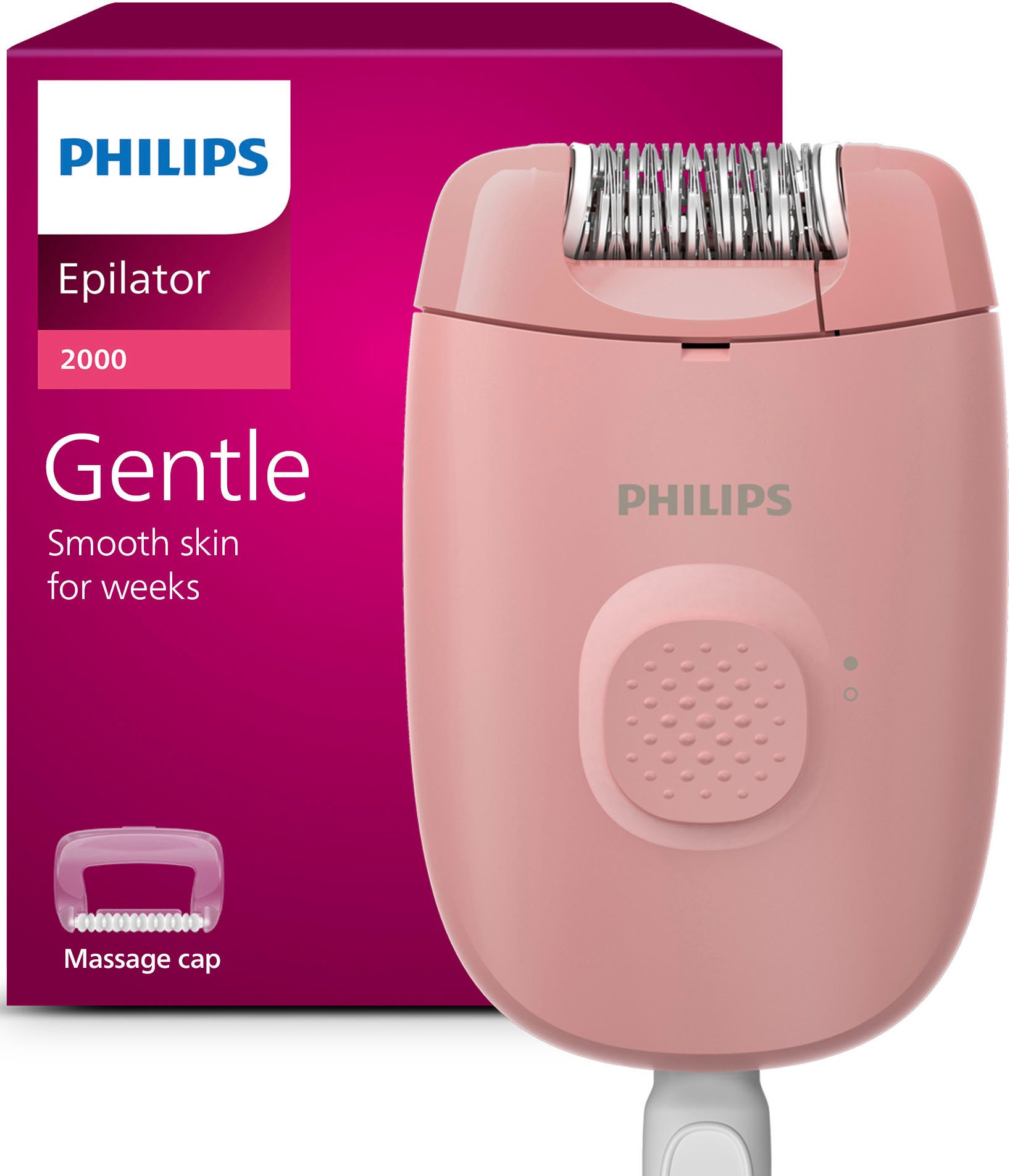 Philips Эпиляторы Series 2000, Aufsätze: 1 St., kompakter Эпиляторы mit Kabel und Massageaufsatz