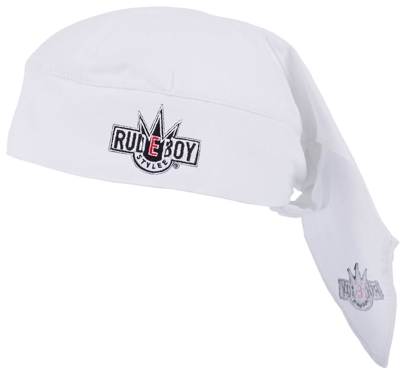 Rudeboy Stylee Bandana Kopftuch Biker Cap bestickt für Damen, Herren und Kinder, Einheitsgröße Weiß